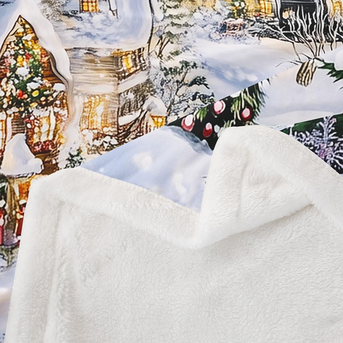 Feelyou Vintage Christmas Sherpa Throw Blanket for Couch Merry Christmas Super Soft Cozy Fleece Xmas Tree Gift Blanket for Winter, Plush Throw Throw 50"x60" All Season