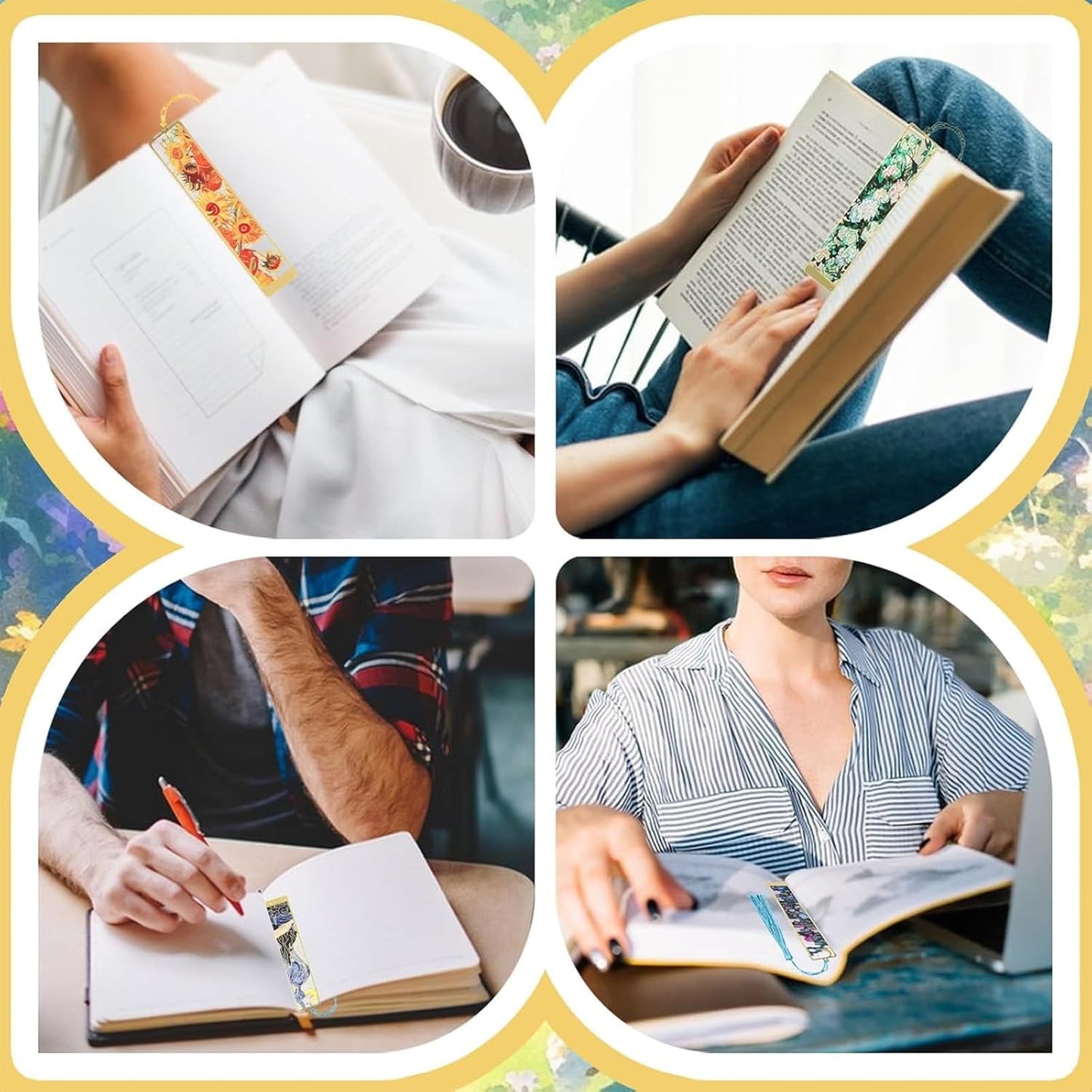 6 Pieces Metal Bookmarks with Tassel,Gold Oil Painting Theme Woman Bookmark,Bookmarks for Reading,Reading Accessories,Present for Book Lovers