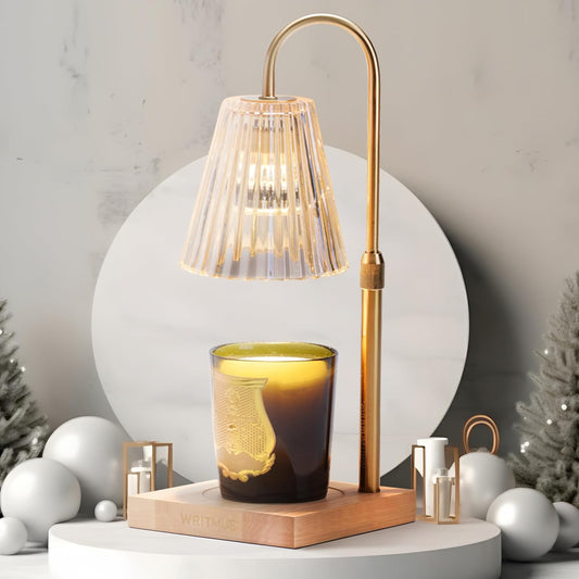 Candle Warmer Lamp with Dimmer & Timer- Wax Melt Warmer Fits All Candle Size - 2 Bulbs Included (Natural Wood)