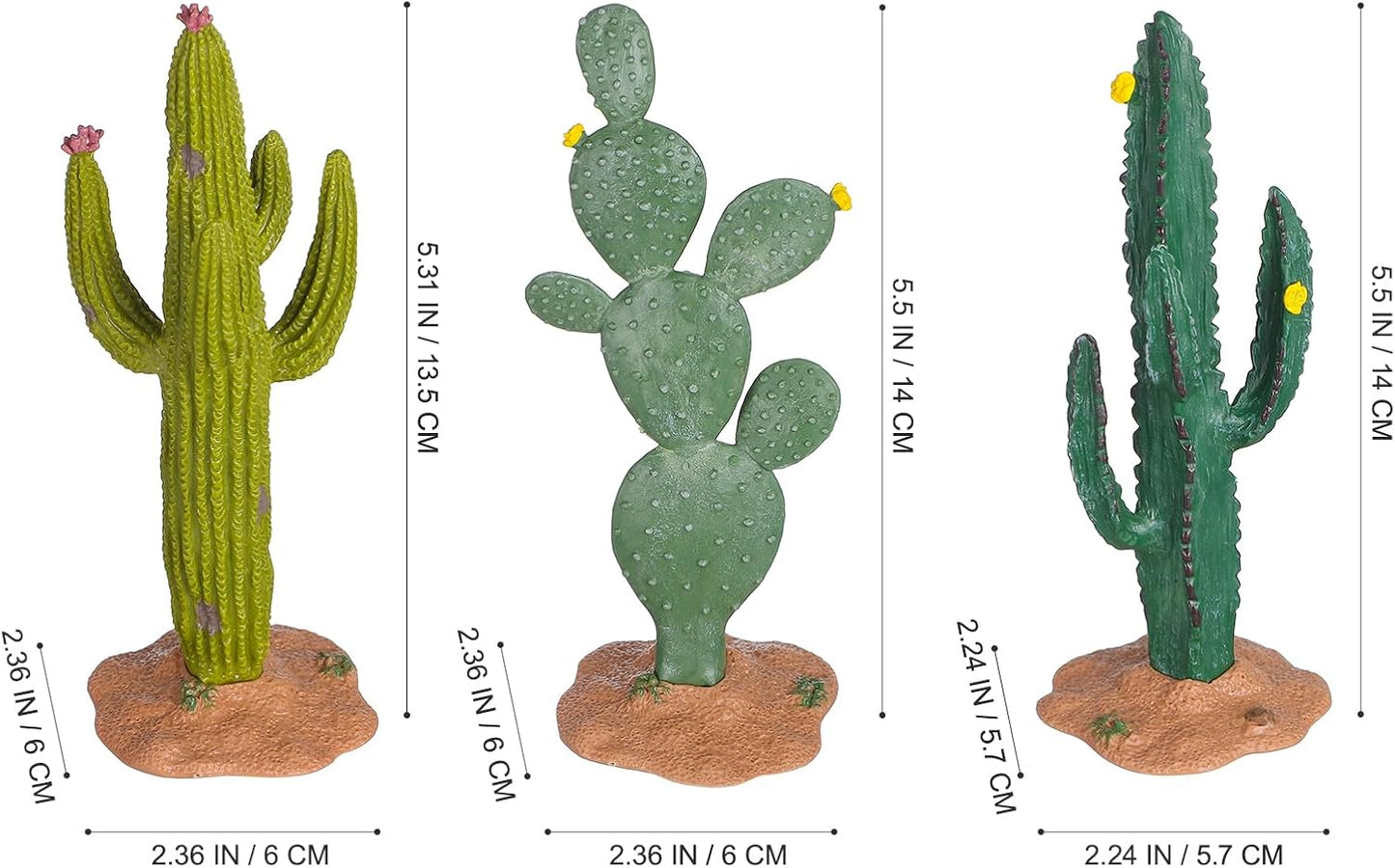 ARTIBETTER 3pcs Artificial Simulated Cactus Artificial Sand Decor Faux Succulent Decor Fake Cacti Plants Table Ornament Centerpieces for Home Office Decoration