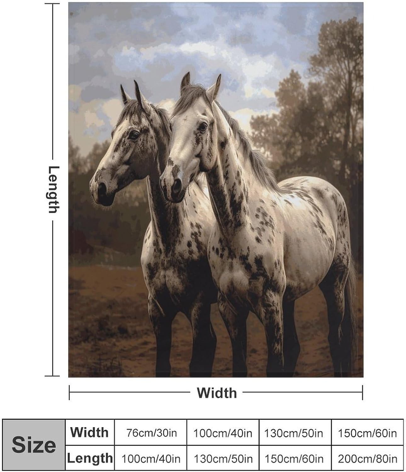 Two Horse Throw Blanket for Couch Super Soft Warm Lightweight Throw Blankets Cozy Flannel Bed Blanket Cute Decorative Blankets for All Seasons Home Decor Gift 30"*40"（76 * 100cm）