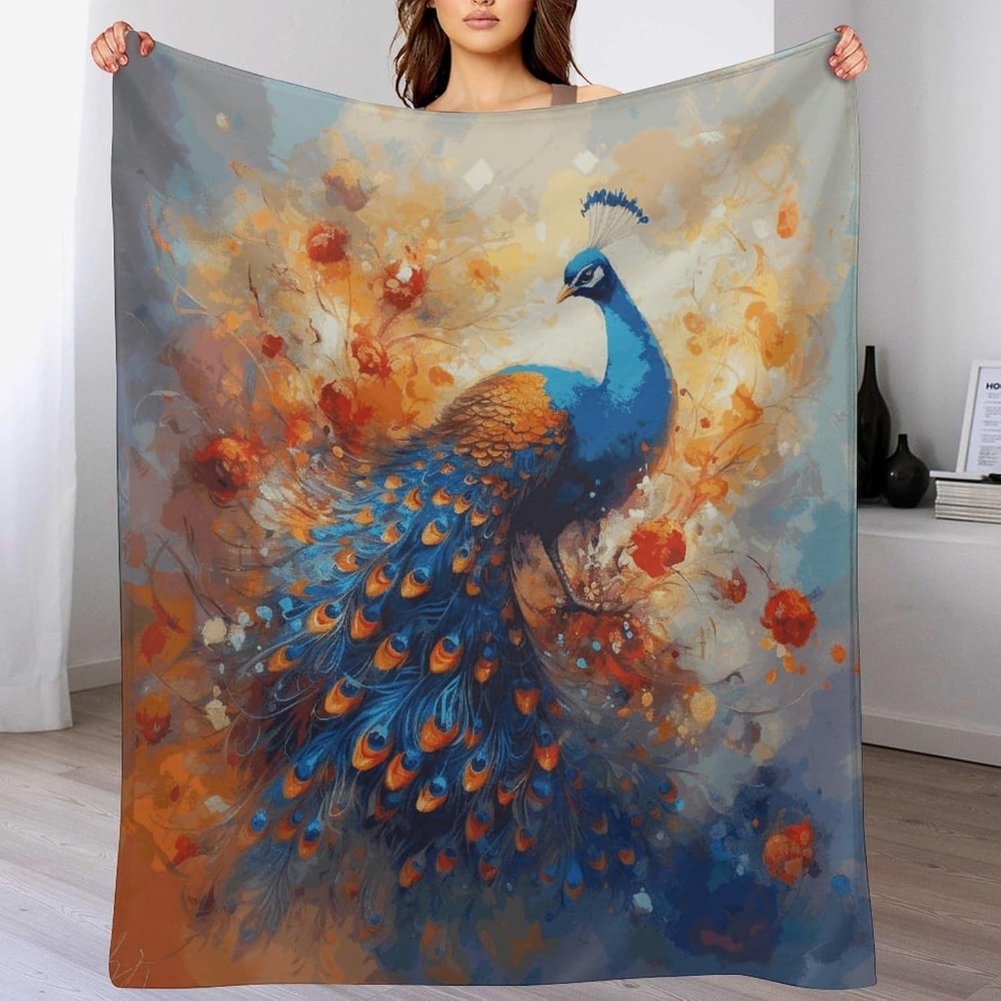 Peacock2 Blanket Super Soft Lightweight Throw Blanket Cute Cozy Warm Bed Blanket Decorative Fuzzy Blanket All-Season Home Decor Gift for Sofa Couch Living Room 50"*60"（130 * 150cm）