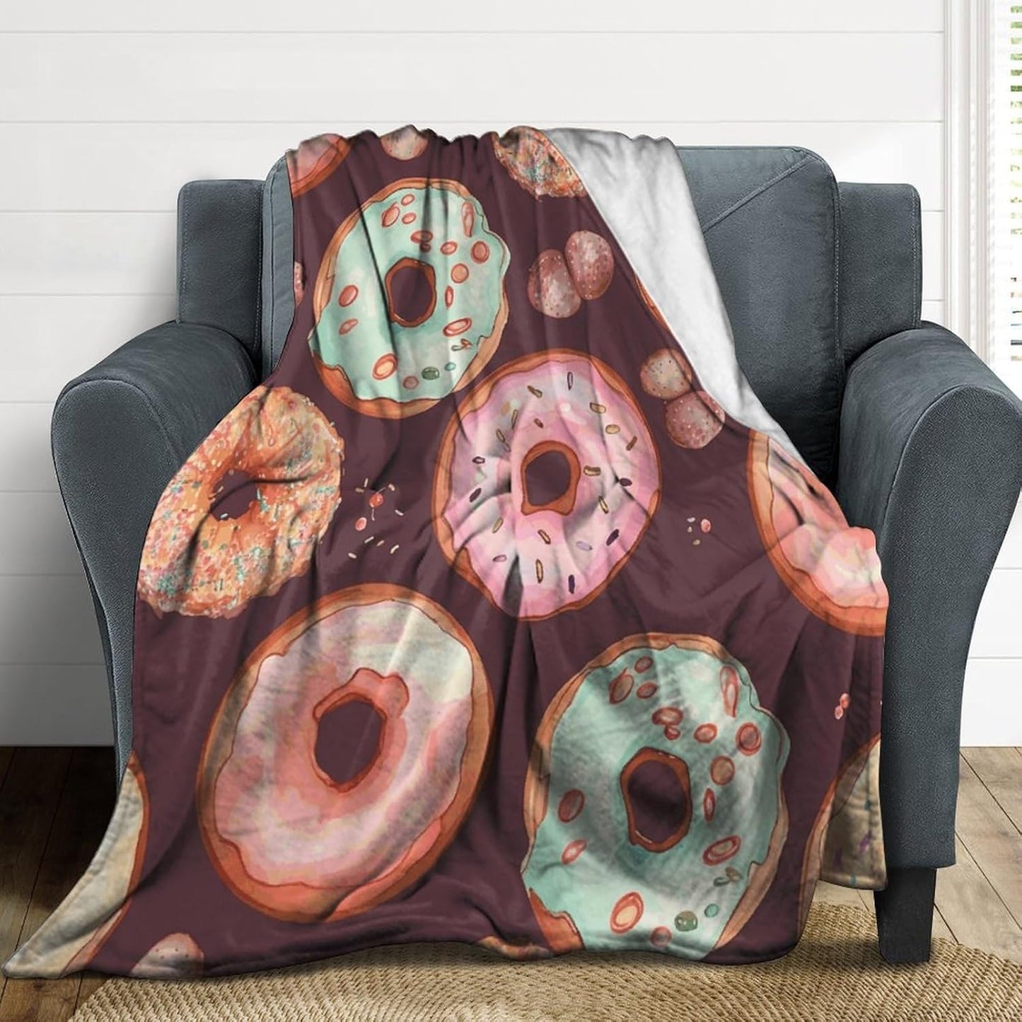 Pretty Donuts Blanket Super Soft Lightweight Throw Blanket Cute Cozy Warm Bed Blanket Decorative Fuzzy Blanket All-Season Home Decor Gift for Sofa Couch Living Room 40"*50" （100 * 130cm）