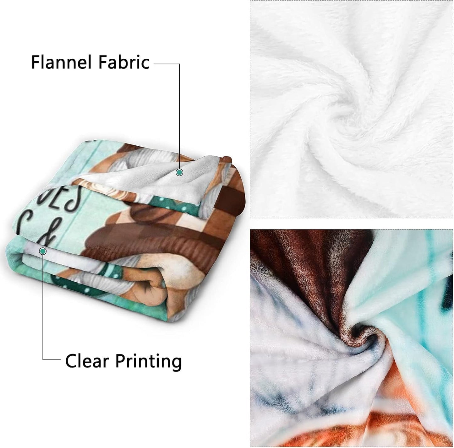 Coffee Gnome Blanket for Girls- Gnomes Gifts for Gnome Lovers, Daughter, Kids, Galentine's Day Soft Spring Gnome Theme Throw Blanket, 50x40 Inches