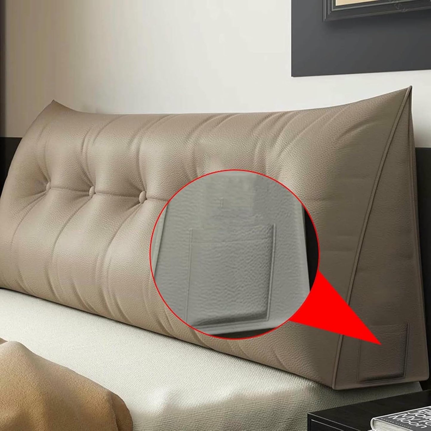 Headboard Wedge Pillow, Wedge Bed Pillow Backrest Reading Pillow, Ergonomically Designed, for Dorm Bed Daybed Versatile Use Soft and Supportive