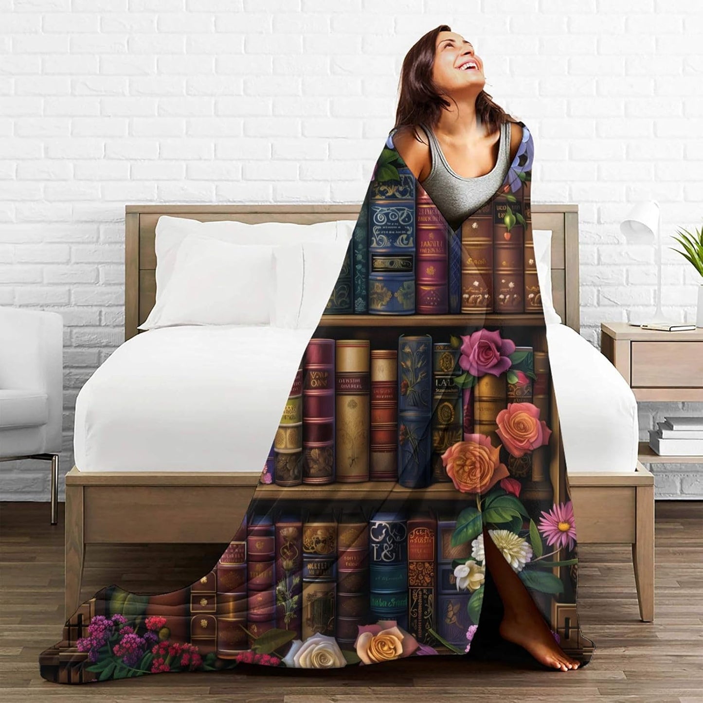 Book Blanket Gifts for Book Lovers, Flannel Book Librarian Gifts, Book Club Gifts for Reading Lover Bookish, Literary Gift Ideas, Best Bookworm Gifts on Birthday Graduation, Plush Book Decor 50x60in