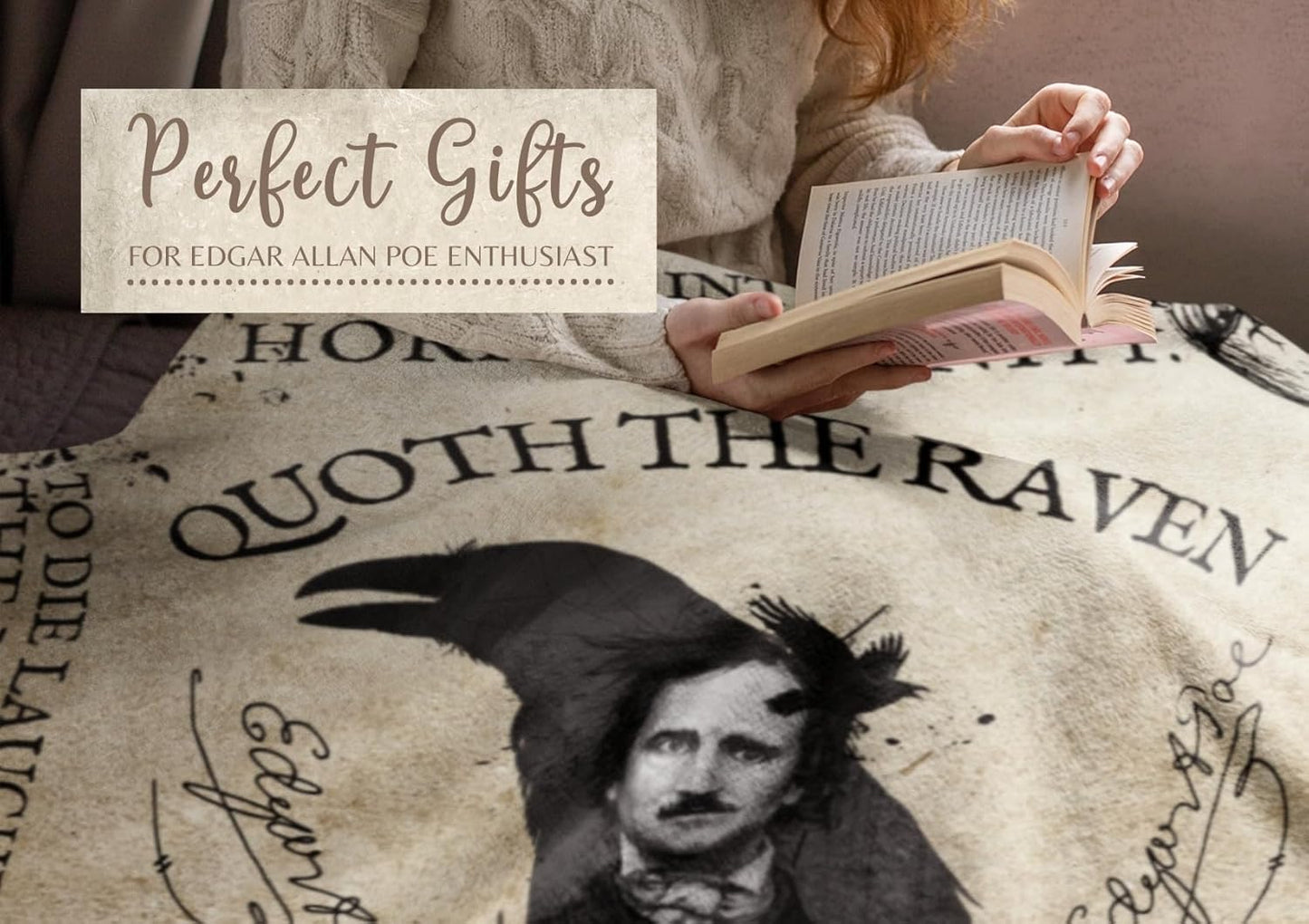 Edgar Allan Poe Gifts for Men, Women for Christmas, Birthday, Throw Blanket for Christmas, Birthday - 50" x 65"