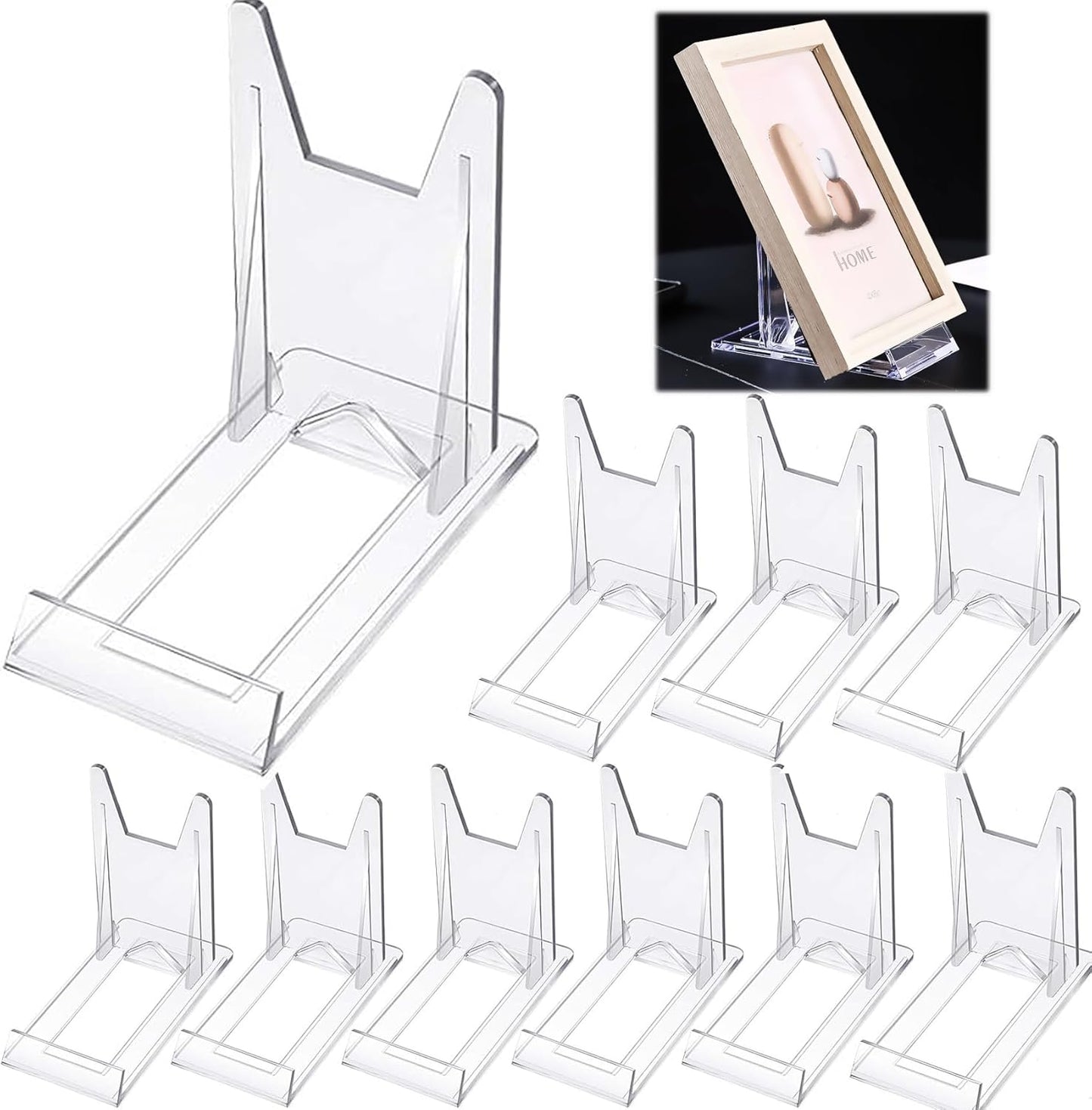 10 Pack Acrylic Book Stand for Display Adjustable Comic Book Holder Stand Portable Clear Easel for Displaying Picture, Sports Cards, Postcard, Magazine, Artworks