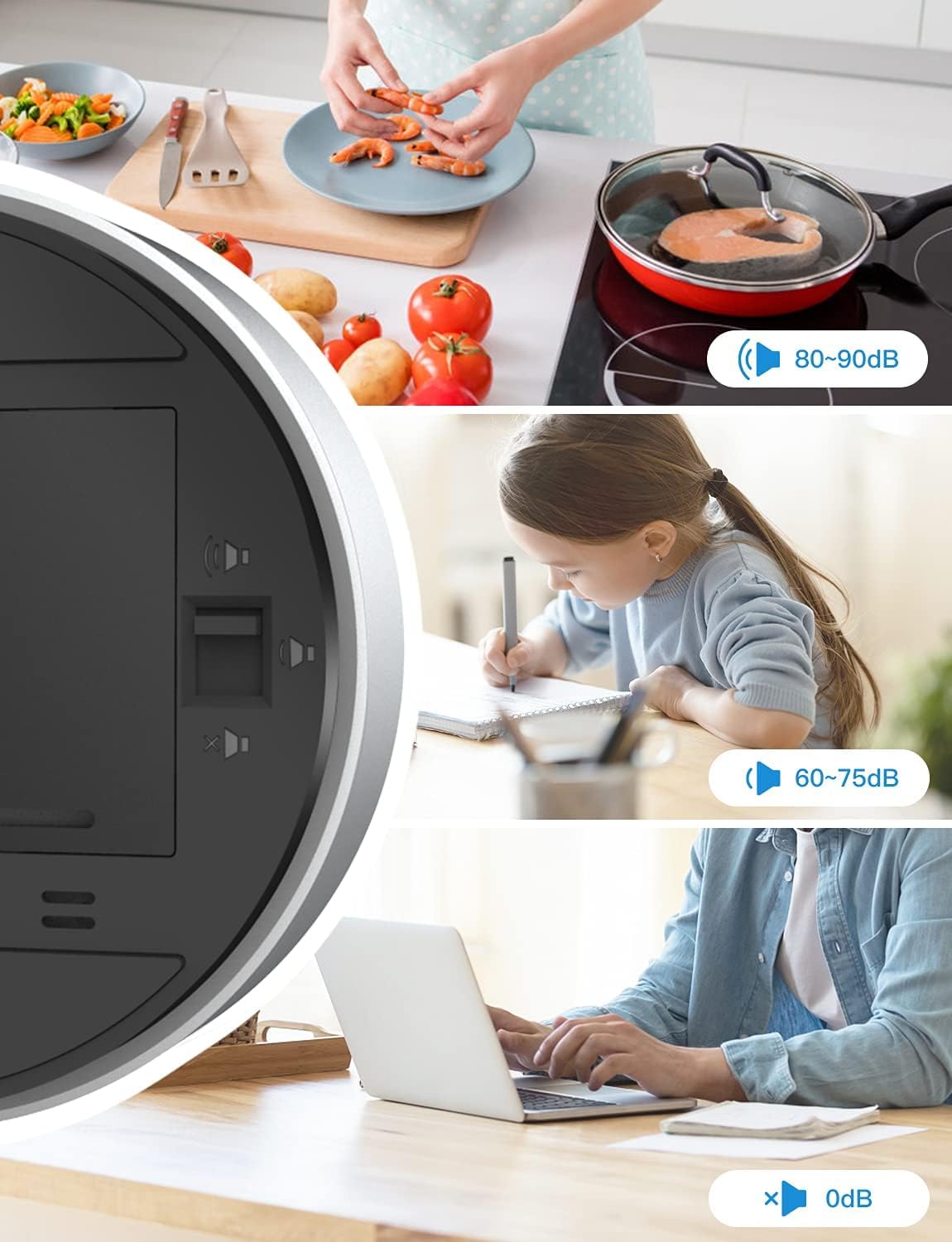 LIORQUE Digital Kitchen Timer, Magnetic Countdown Countup Timer with Large LED Display, 2 Brightness Levels, 3 Volume Levels, Productivity Timers for Classroom Cooking Fitness