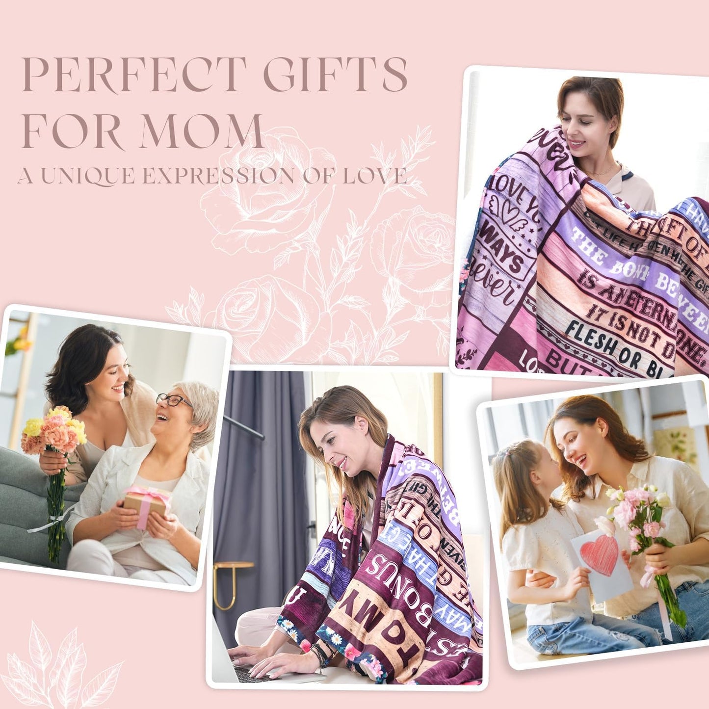 Gifts for Bonus Mom from Daughter, Bonus Mom Birthday Gifts from Son, Mothers Day Christmas Bday Presents for Mother in Law Throw Blanket 60" X 80"