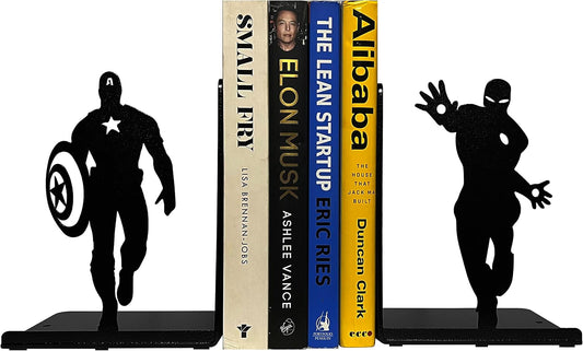 Superhero Bookends | Decorative Bookends for Shelves | Non-Skid Book Holders for Shelves, Table | Unique Home/Office Decor | Heavy Bookends| Metal Book Ends| 7x5.5x4 Inches Each