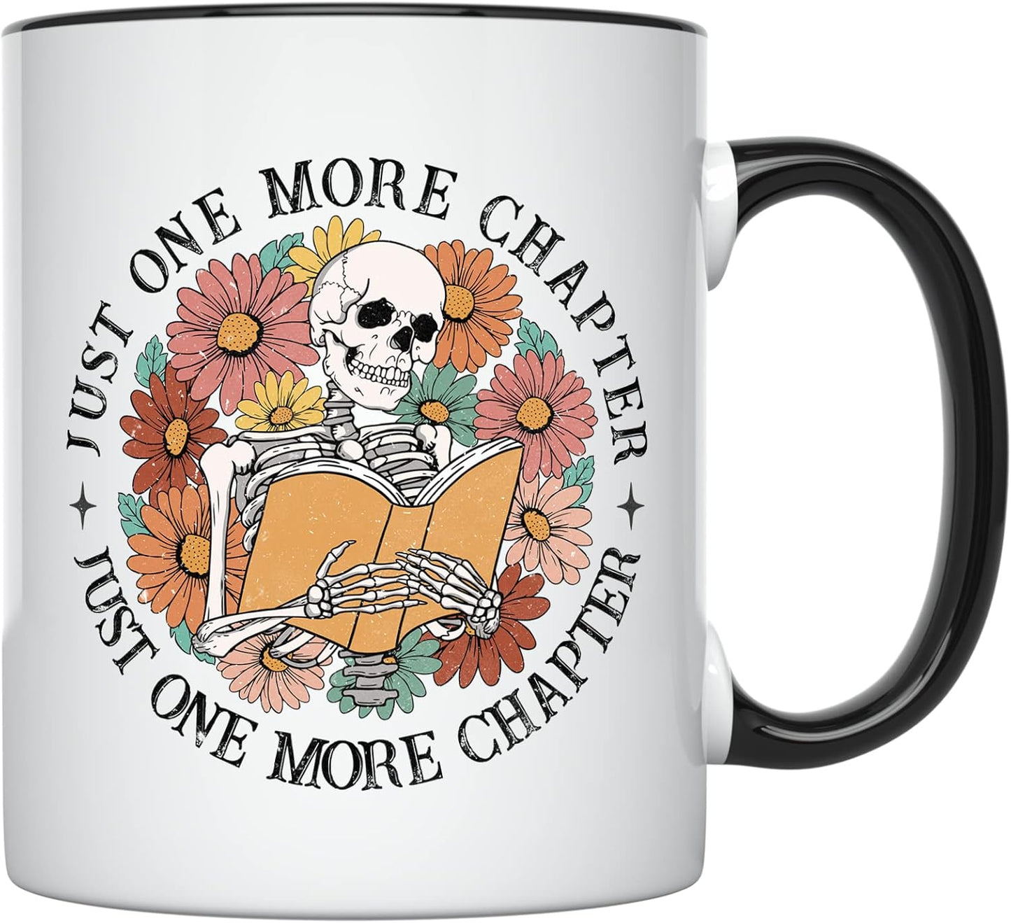 YouNique Designs Just One More Chapter Mug, 11 Oz, Bookish Gifts, Book Lovers Gifts, Librarian Gifts for Readers Book Lovers Women, Book Club Gifts for Women, Book Mug, Bookworm Gifts (Black Handle)