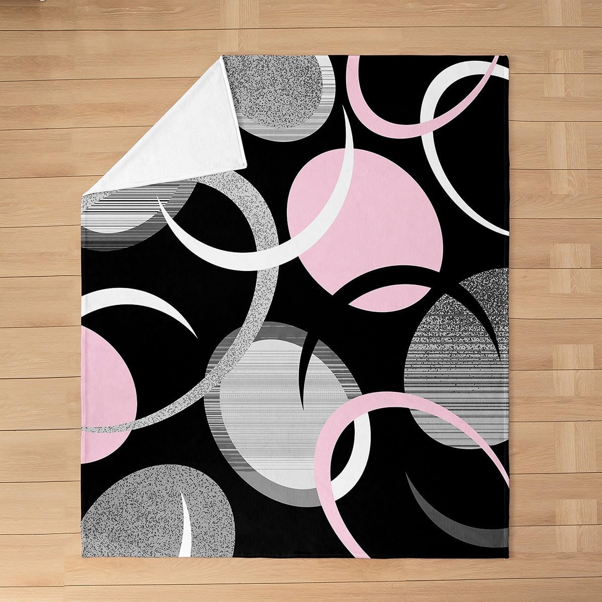 Feelyou Abstract Art All Season,Bed Blanket for Sofa Couch Twin 60"x80" Pink Gray Black Plush Throw Blanket, Ultra Soft Geometric Flannel Fleece Blanket Modern Art Room Decor Retro Art Decor
