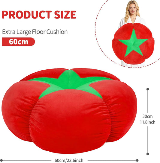 Extra Large Tomato Floor Cushion Pillow – Plush Floor Cushion for Sitting & Activities, for Reading, Gaming, Meditation & Home Decor – Cute Round Plush Chair Cushion.60cm/23.6Inch