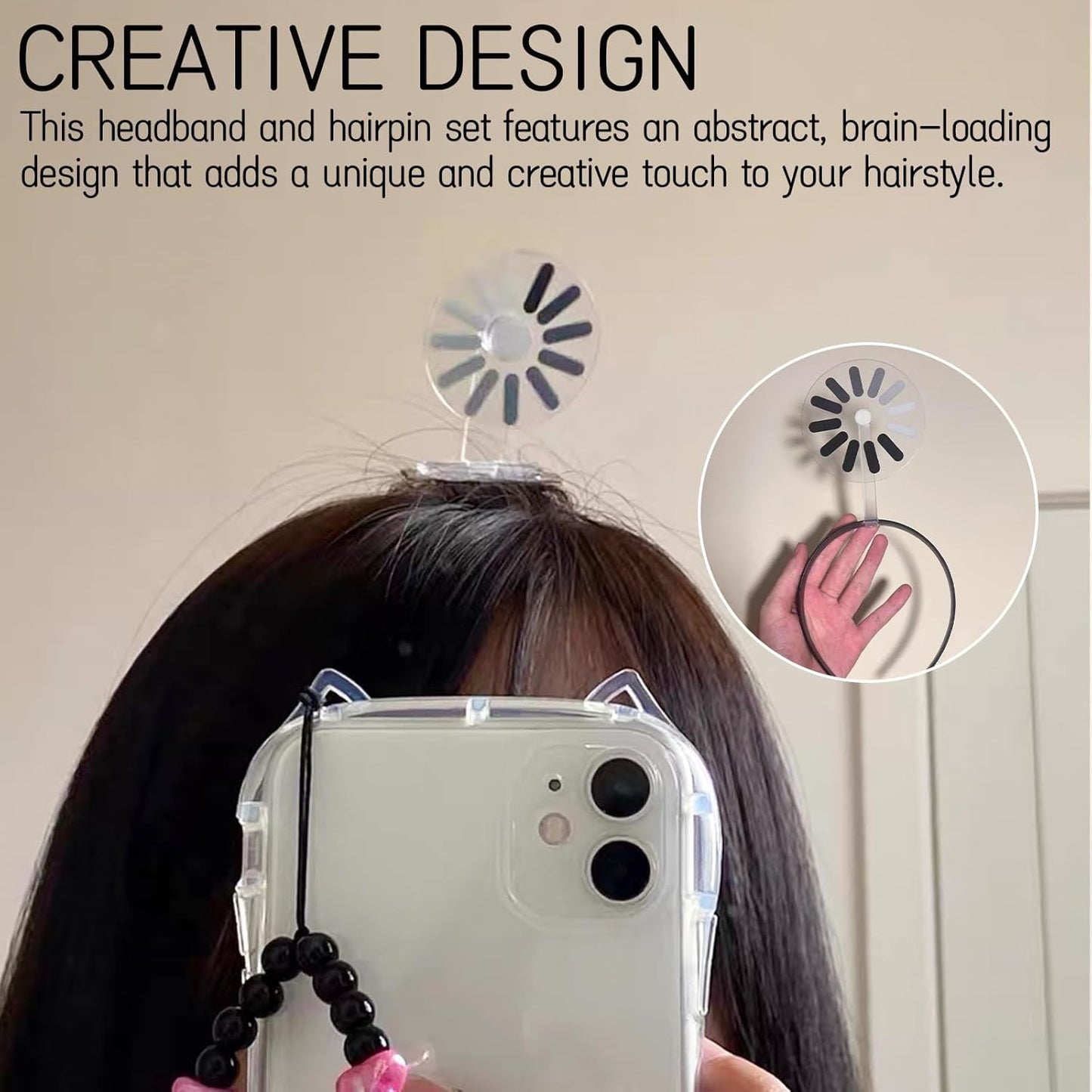 5 Pieces Abstract Brain Loading Creative Headband Hairpin - Rotatable, Humorous Symbol, Funny Mood Expression, Everyday & Party Hair Accessories
