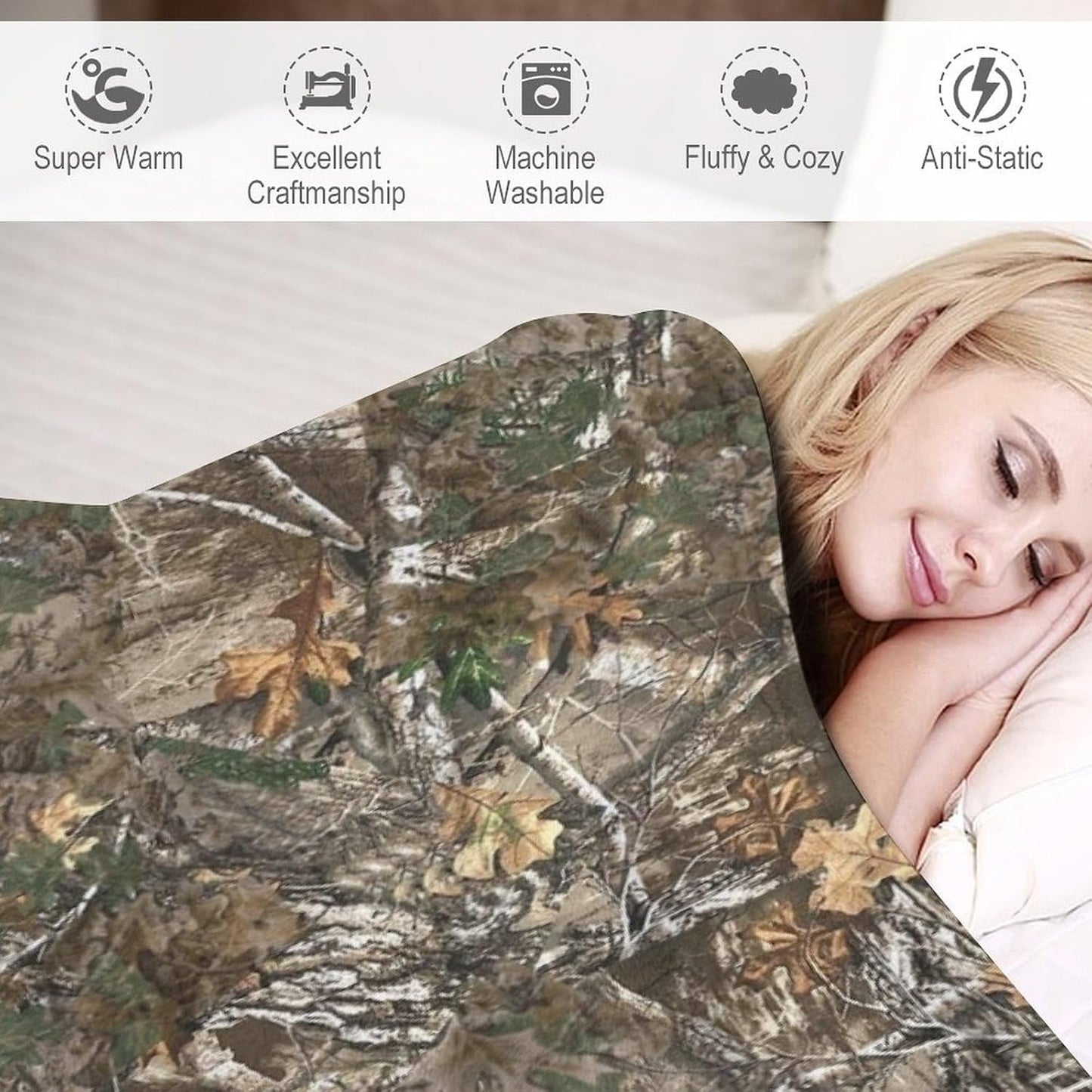 Oak Flannel Blankets, Green Forest Camouflage Design Throw Bed Blanket for Sofa Chair Bed 30"x40"