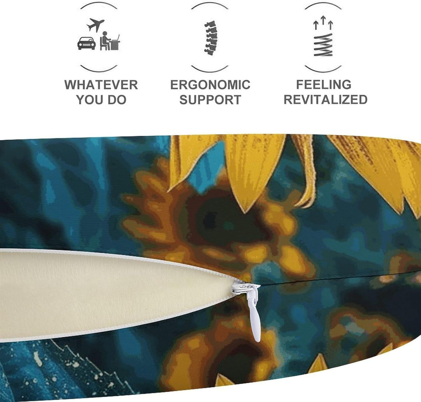 The Most Beautiful Sunflower Neck Pillow Memory Foam U Shaped Pillows Portable Pillows for Shoulder Travel Head Support Pillow with Concealed Zipper for Airplane Car Home Office