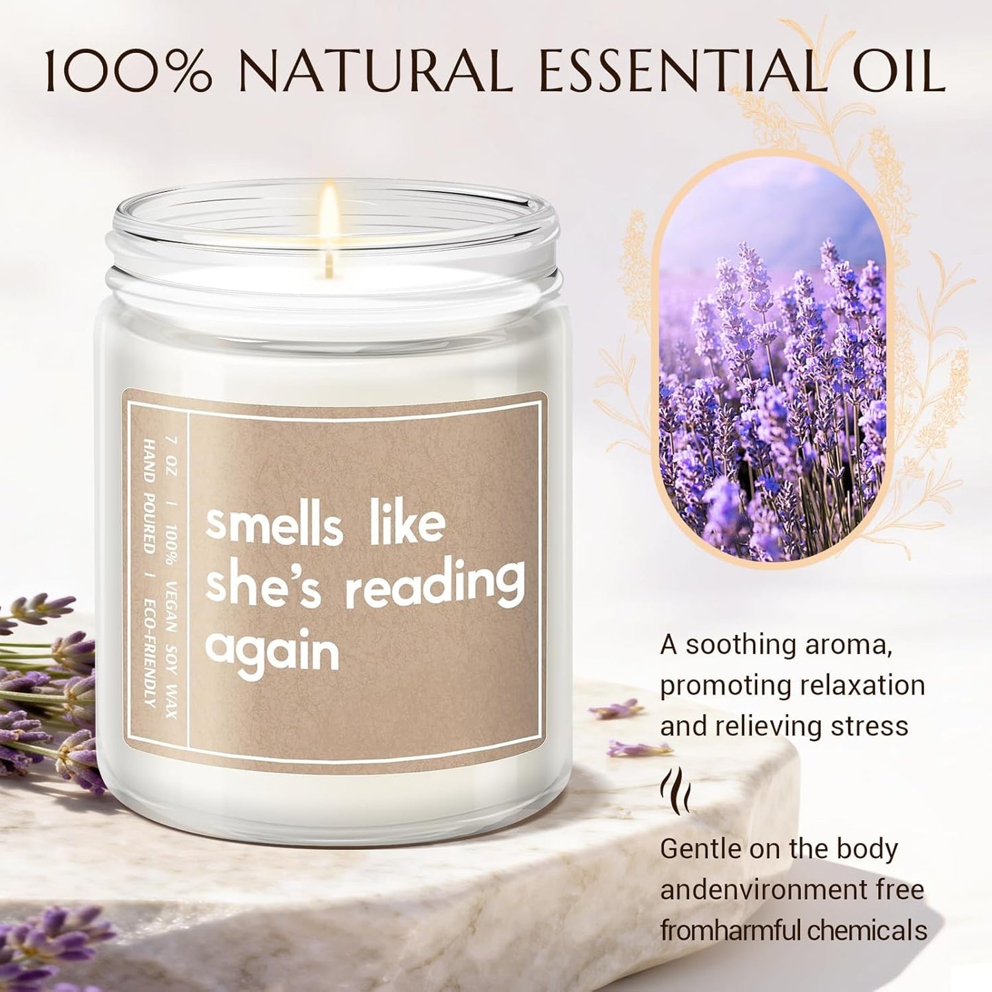 Gifts for Book Lovers, Readers - Best Friend Birthday Present - Book Lovers, Bookish, Funny Gifts for Women - Lavender Scented Candle