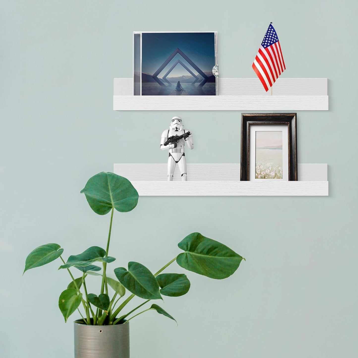 ZNZ Floating Wall Shelves for Home Decor, Durable PS Material Shelf, Strong One-Piece Design for Bedroom, Living Room, Office, Kitchen, Bathroom, Picture Ledge, White