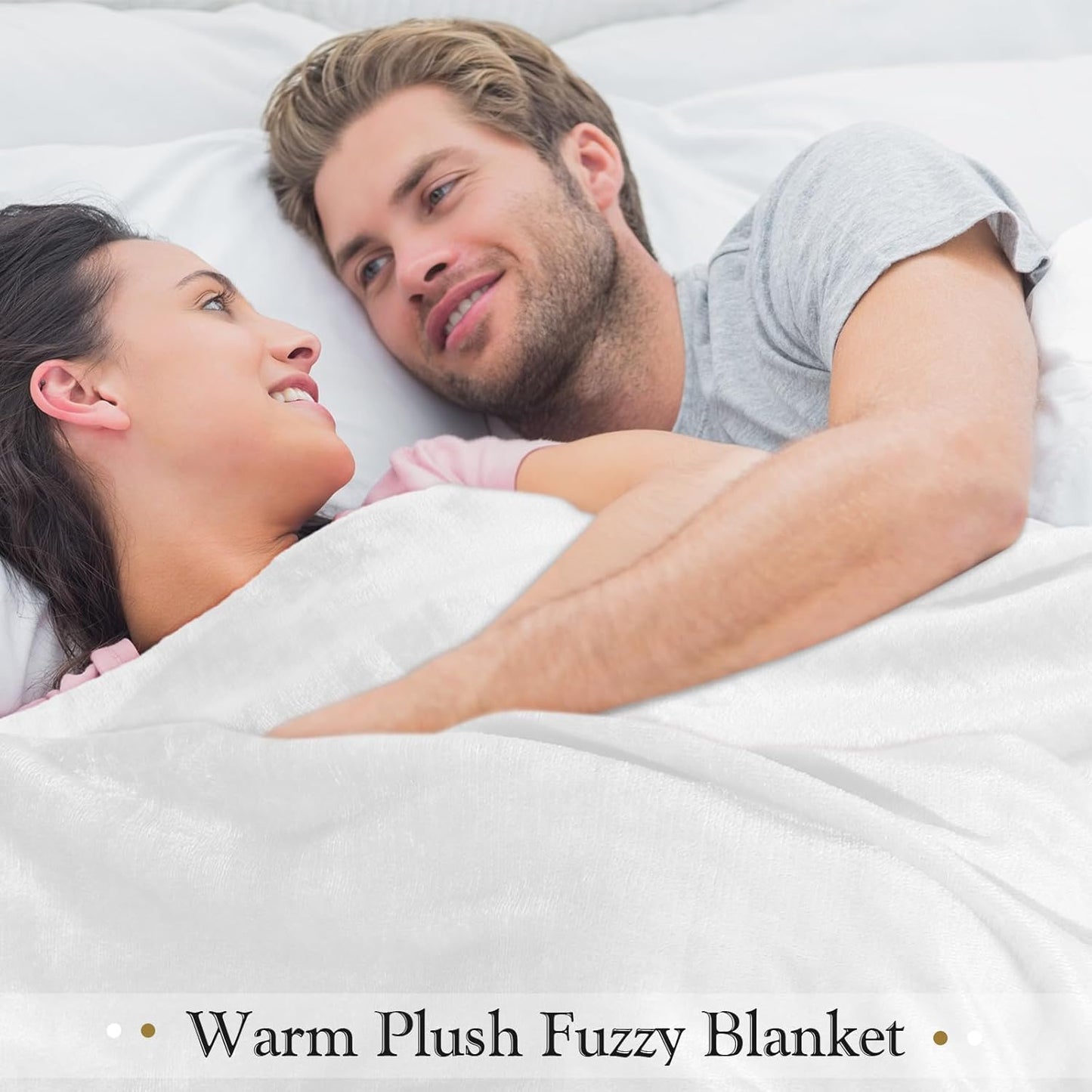 Peryiter 4 Pcs Fleece Throw Blanket Bulk Sofa Blanket Fuzzy Plush Warm Soft and Breathable Lightweight Throw Blankets for Couch for Living Room Bed Travel Couch Sofa(White, Gray,50'' X 60'')