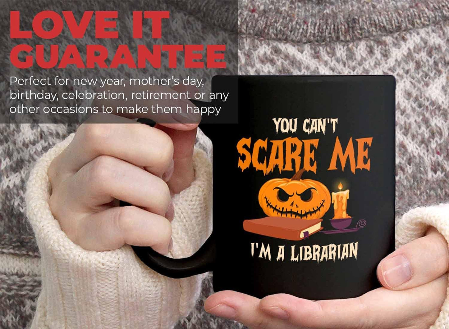 Bubble Hugs You Can't Scare Me Mug Black 11 Oz - Funny Reading Book Lovers Literary librarian Halloween Reader - Hellowin, October, Costume, Cospla Horror, Ancient, Festival, Holida Decoration Ideas,