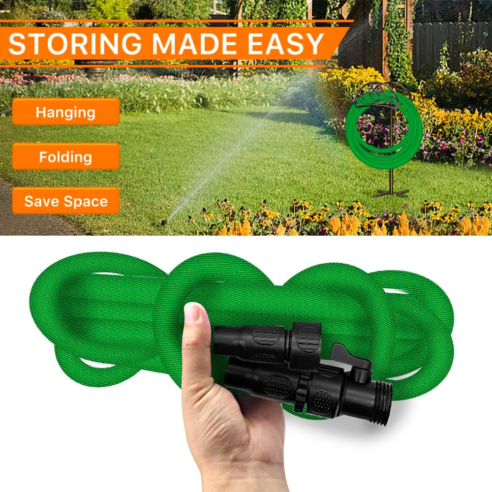 Garden Hose, 75ft Water Hose, Lightweight Outside Lawn Hose, Outdoor Hose for Yard Backyard, Collapsible & Car Wash 3/4" Connectors Manguera de Agua, Yarn Essential Lawn & Garden Watering Equipment