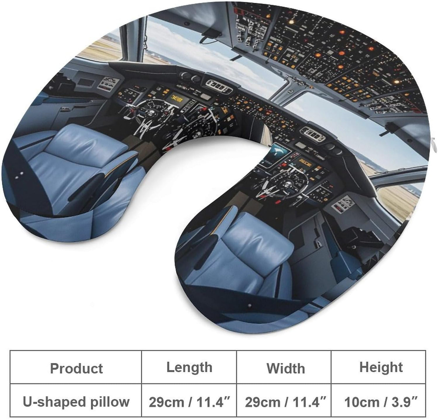 Airplane Cockpit Neck Pillow Memory Foam U Shaped Pillows Portable Pillows for Shoulder Travel Head Support Pillow with Concealed Zipper for Airplane Car Home Office