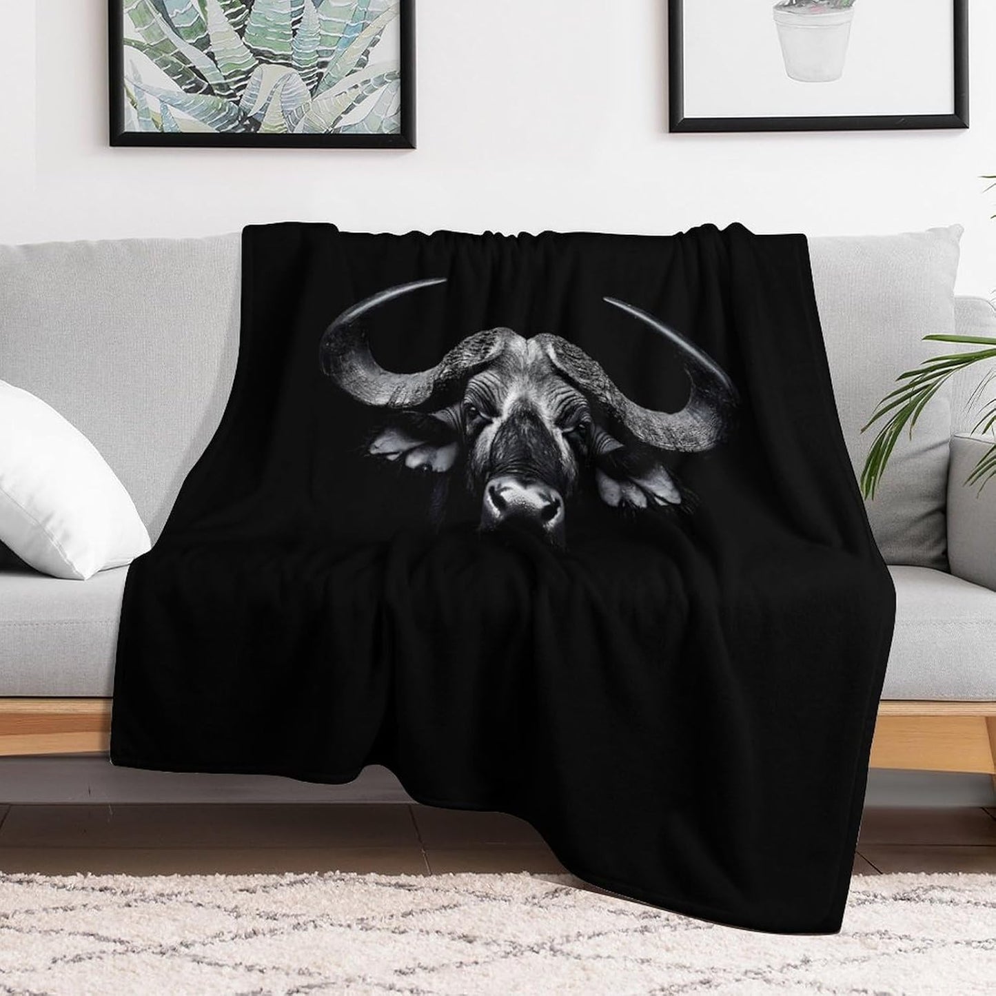 Cape Buffalo Fleece Bed Blankets Soft Throw Blanket Lightweight Plush Home Decor Gifts 40"*50" （100 * 130cm）