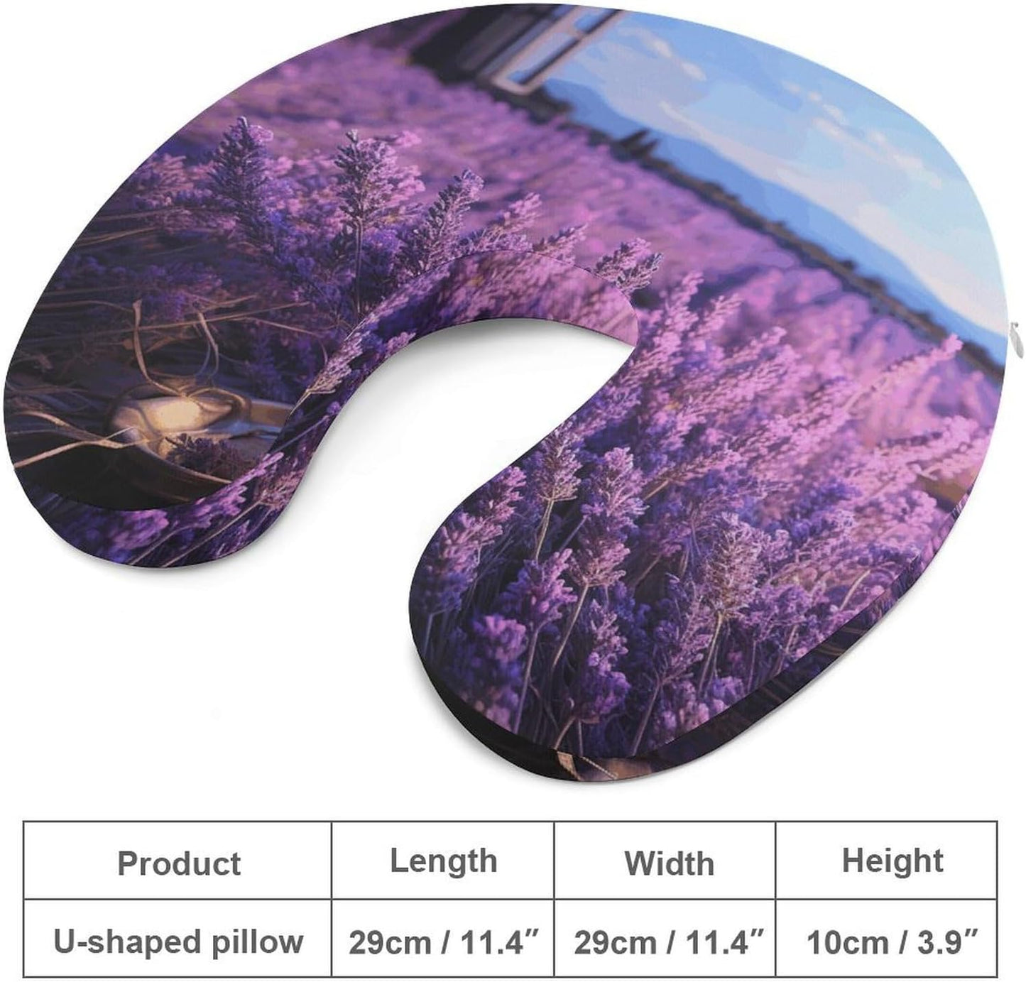 Romantic Lavender Neck Pillow Memory Foam U Shaped Pillows Portable Pillows for Shoulder Travel Head Support Pillow with Concealed Zipper for Airplane Car Home Office