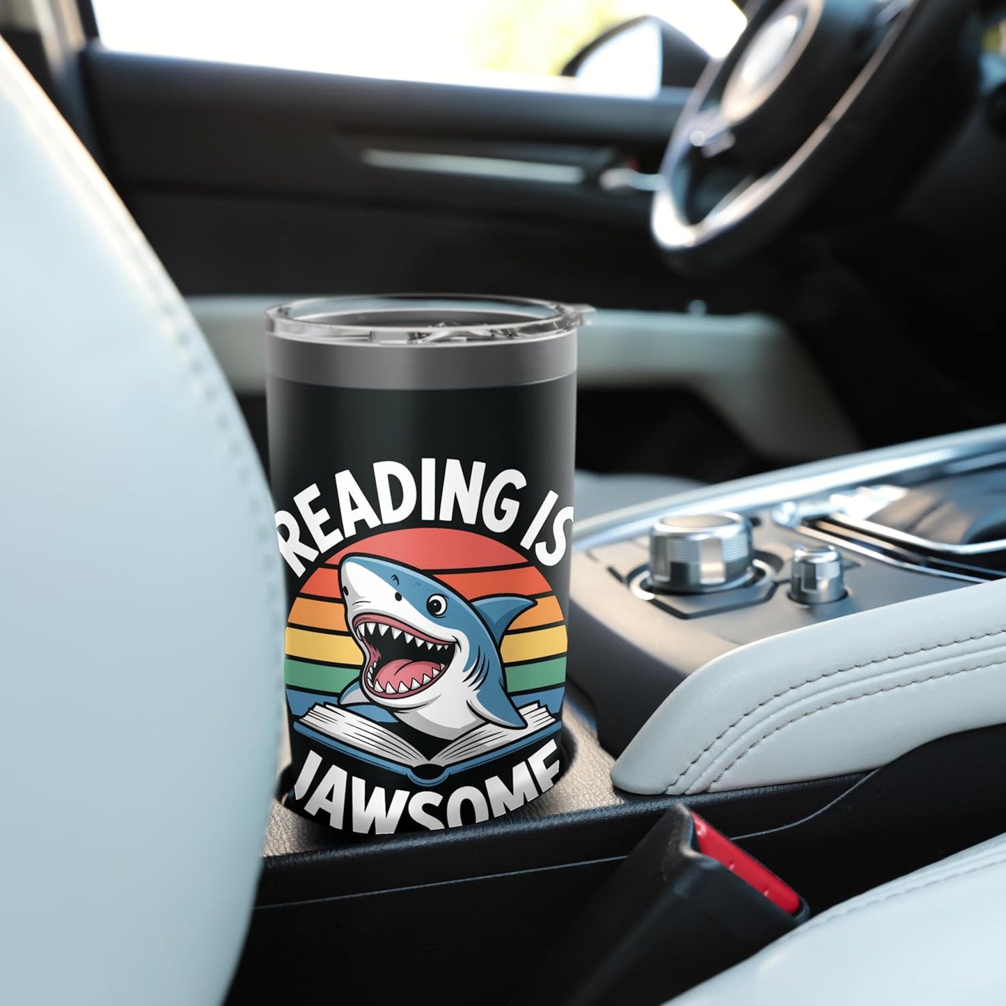 Reading Is Jawsome Shark reading Stainless Steel Insulated Tumbler