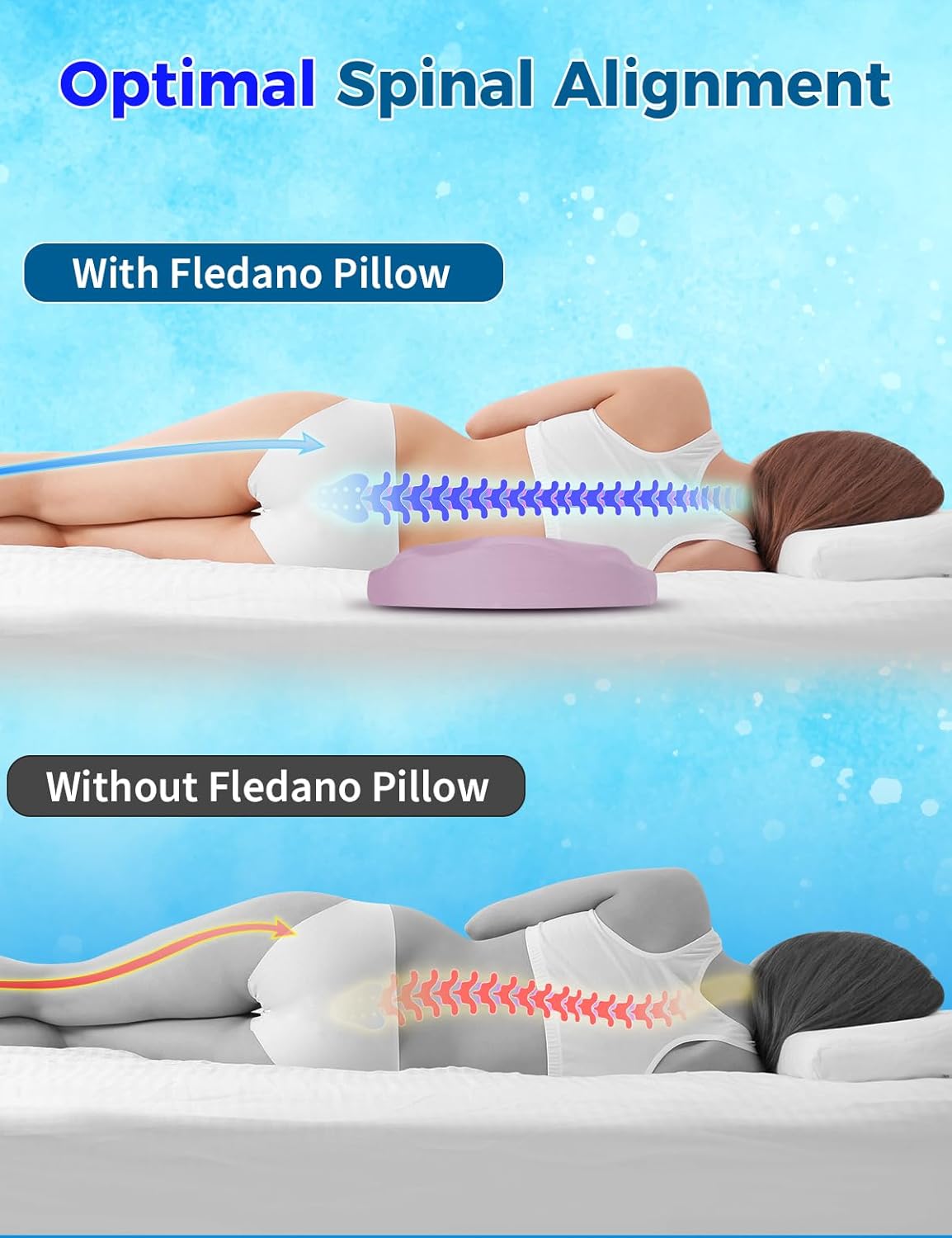 Lumbar Support Pillow for Bed – Floor Pillows & Cushions - Memory Foam Lower Back Pain Relief Pillow for Sleeping, Ergonomic Lumbar Pillow for Side & Back Sleepers, Sciatica & Hip Pain Relief