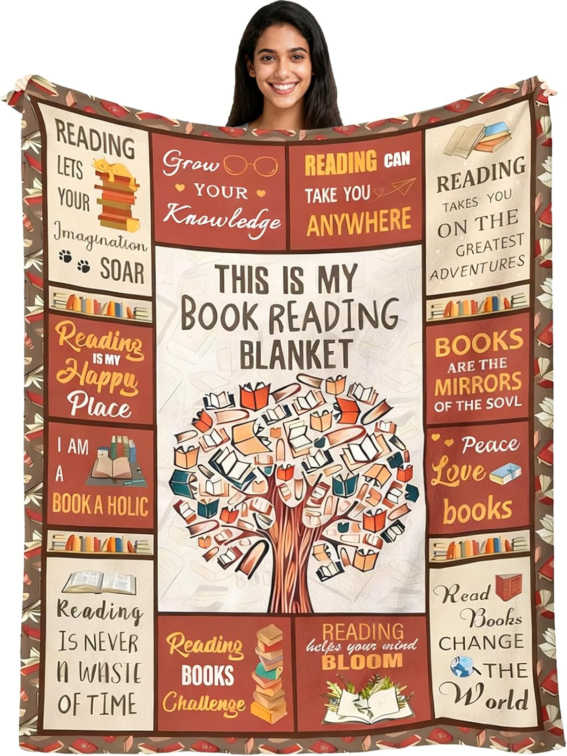 Book Lovers Gifts for Women Men Blanket, Bookish Gifts, Reading Librarian Bookworm Gift, Christmas Birthday Present for Readers Books Nerd Club, Book-Lover Throw Blankets 60"x50"