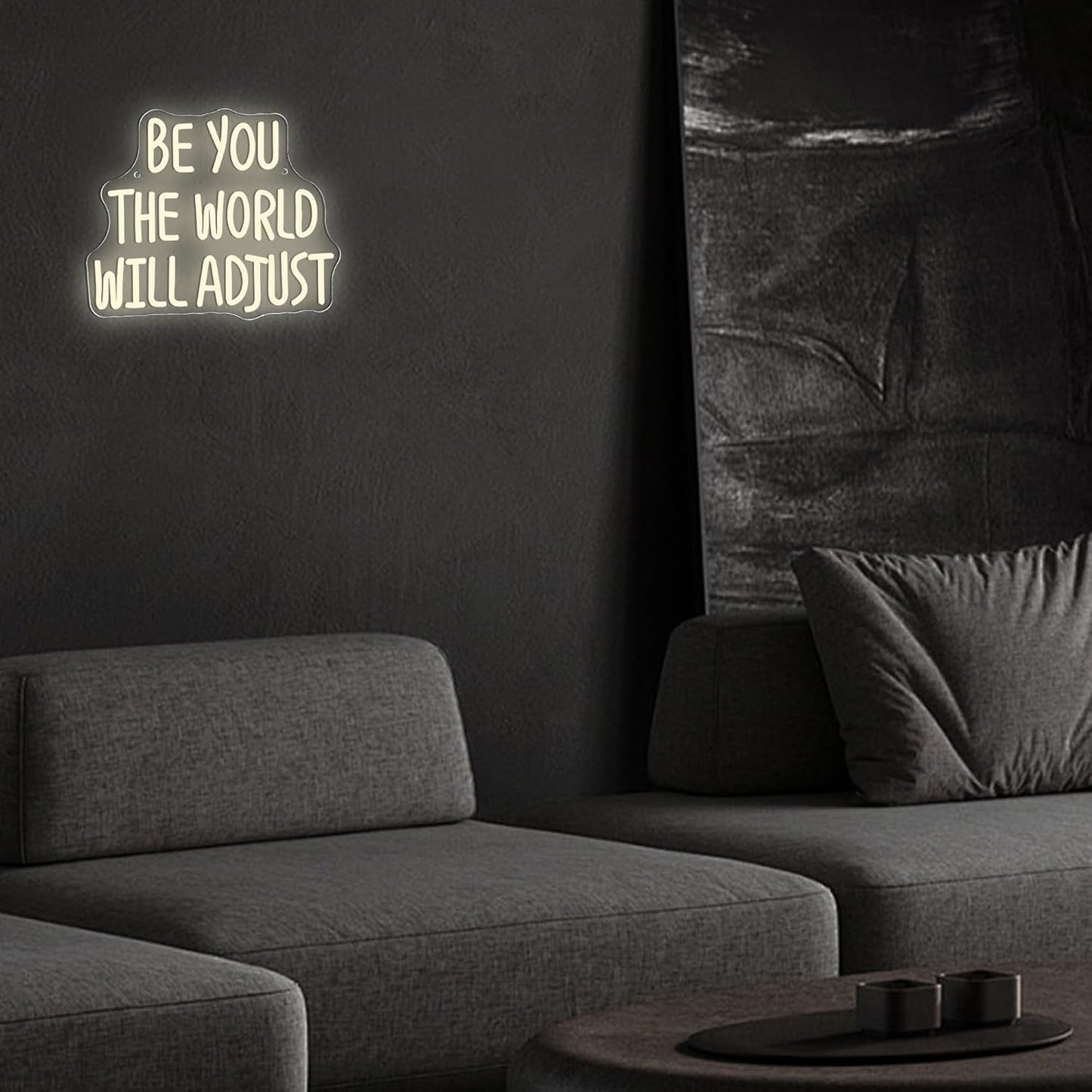 Mutank Be You The World Will Adjust Neon Signs for Wall Decor, USB Powered Dimmable LED Neon Light, for Bedroom Room Office Motivational Wall Decor(12.9 * 10.6 In)