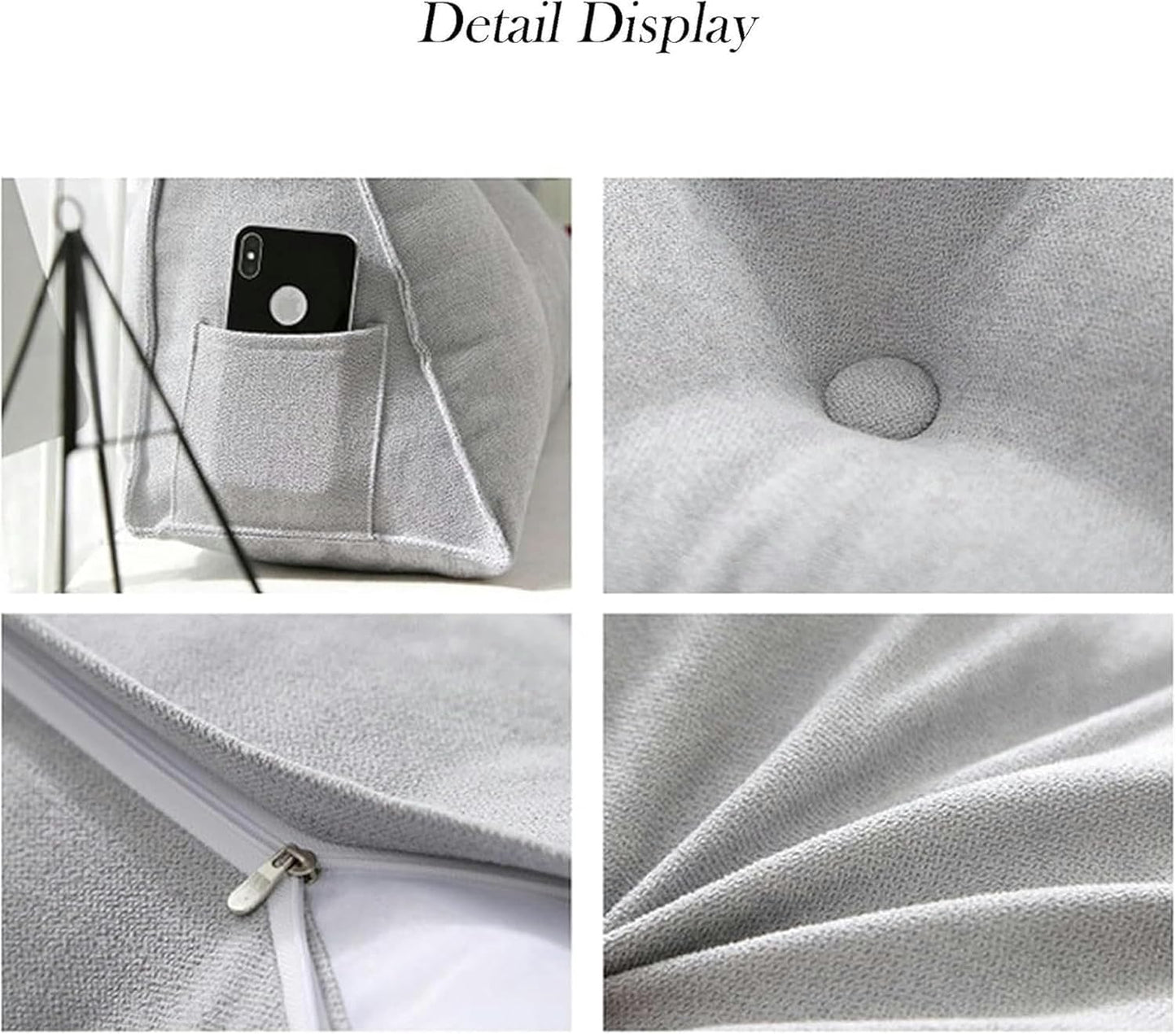 Soft Triangular Wedge Pillow Positioning Support Reading Backrest Cushion with Removable Cover, Comfortable Bed Rest Reading Wedge Headboard Backrest Tufted Pillow