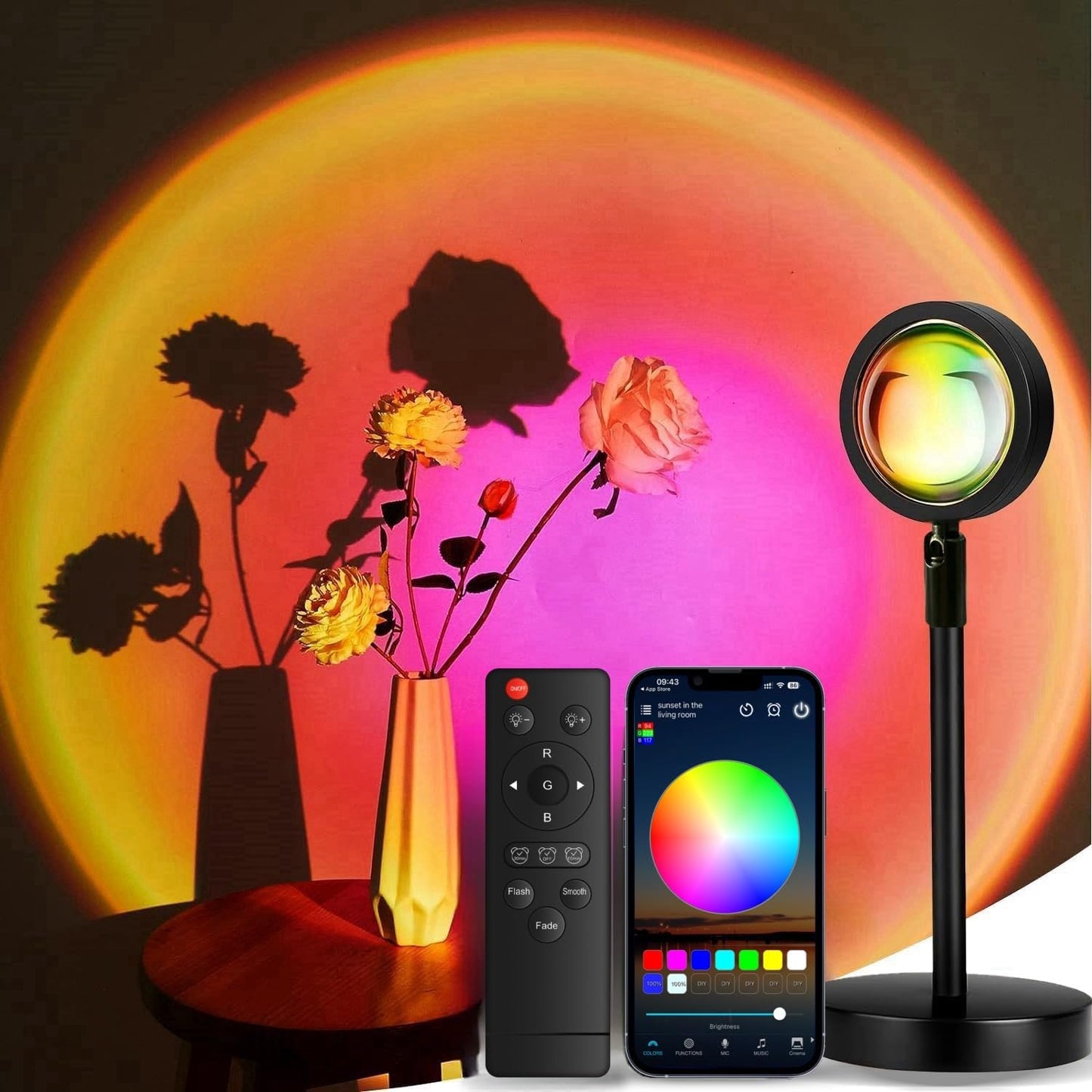Sunset Lamp Projector Led Lights for Bedroom Night Light RGB Lights Sun Sunlight Sunrise Lamp Mood Lighting Home/Room Decor Christmas Gifts for Women,Tabletop Multicolor