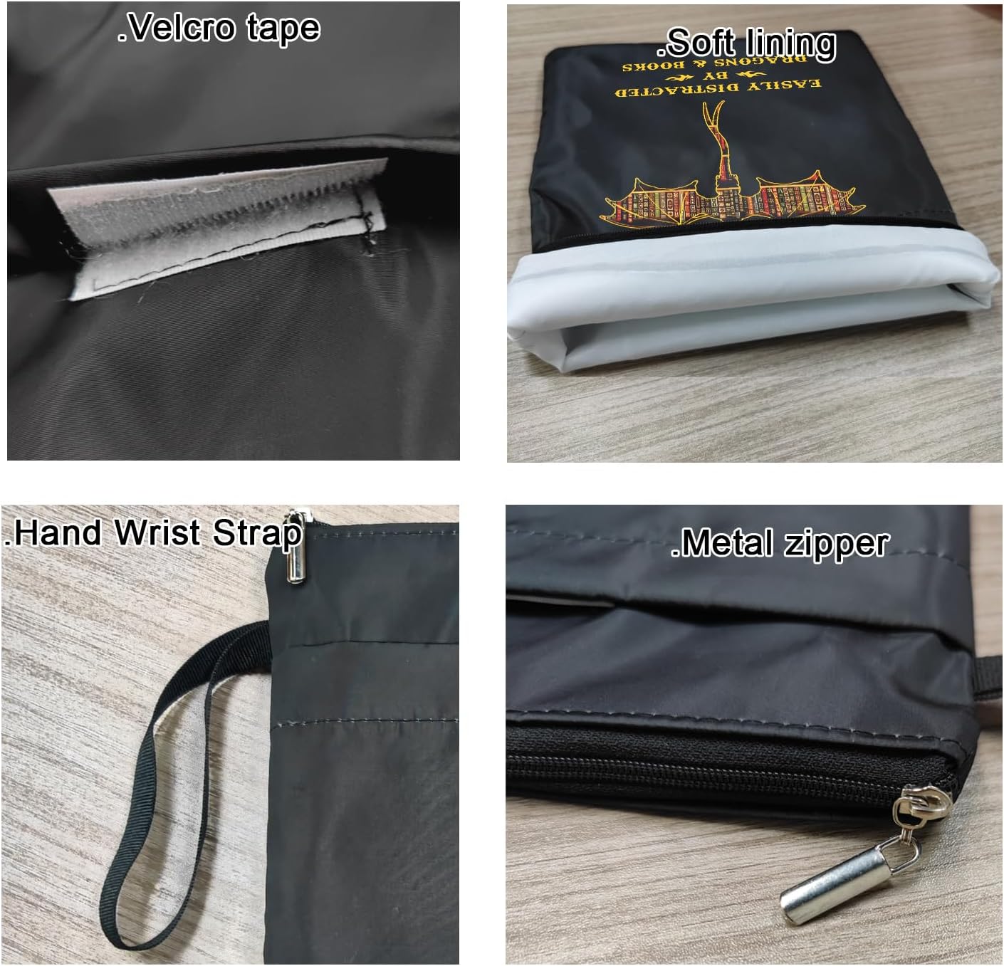 Inspirational Quotes Book Sleeve, Book Covers with Zipper, Book Sleeves for Book Lovers, Cat Book Pouch Protector, That's What I Do I Read Books I Drink Coffee and I Know Things