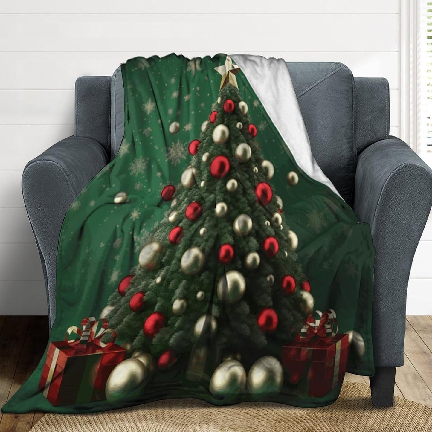 Round Ball Christmas Tree Blanket Super Soft Lightweight Throw Blanket Cute Cozy Warm Bed Blanket Decorative Fuzzy Blanket All-Season Home Decor Gift for Sofa Couch Living Room 60"*80"（150 * 200cm）