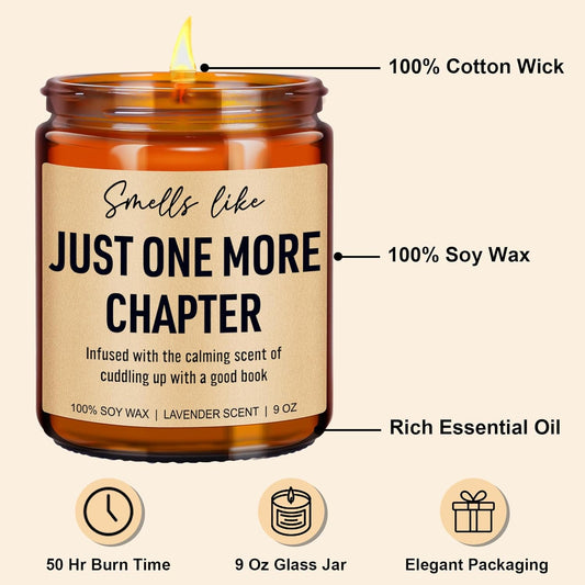 Funny Scented Candle, Book Lovers Gifts, Reading Accessories - Mothers Day, Birthday Gifts for Book Lovers Women, Men, Readers, Librarian, Bookworm, Nerd - Bookish Club Presents - 9 oz