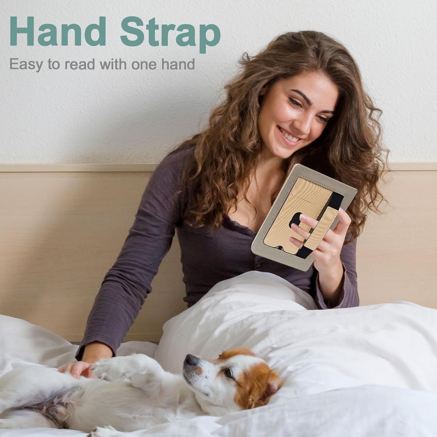 Stand Case for Kobo Clara BW/Colour 6 Inch 2024 Release, Premium PU Leather Sleeve Cover with Card Slot, Hand Strap and Atuo Sleep/Wake, Khaki