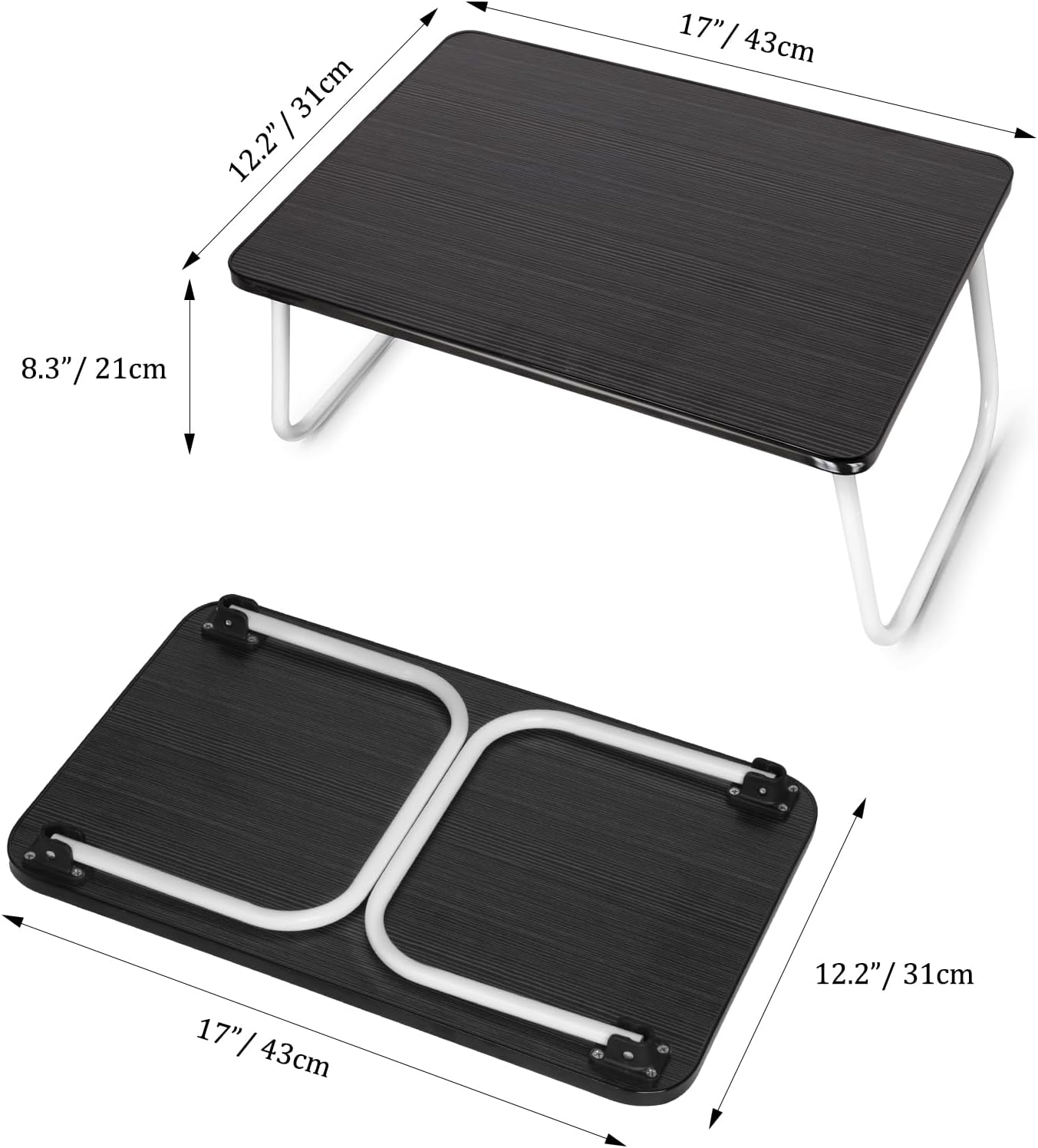 Lap Desks Laptop Tray for Bed or Couch, Breakfast Serving Tray with Folding Legs,Portable & Lightweight Mini Table, Laptop Stand for Working, Reading and Writing,Black