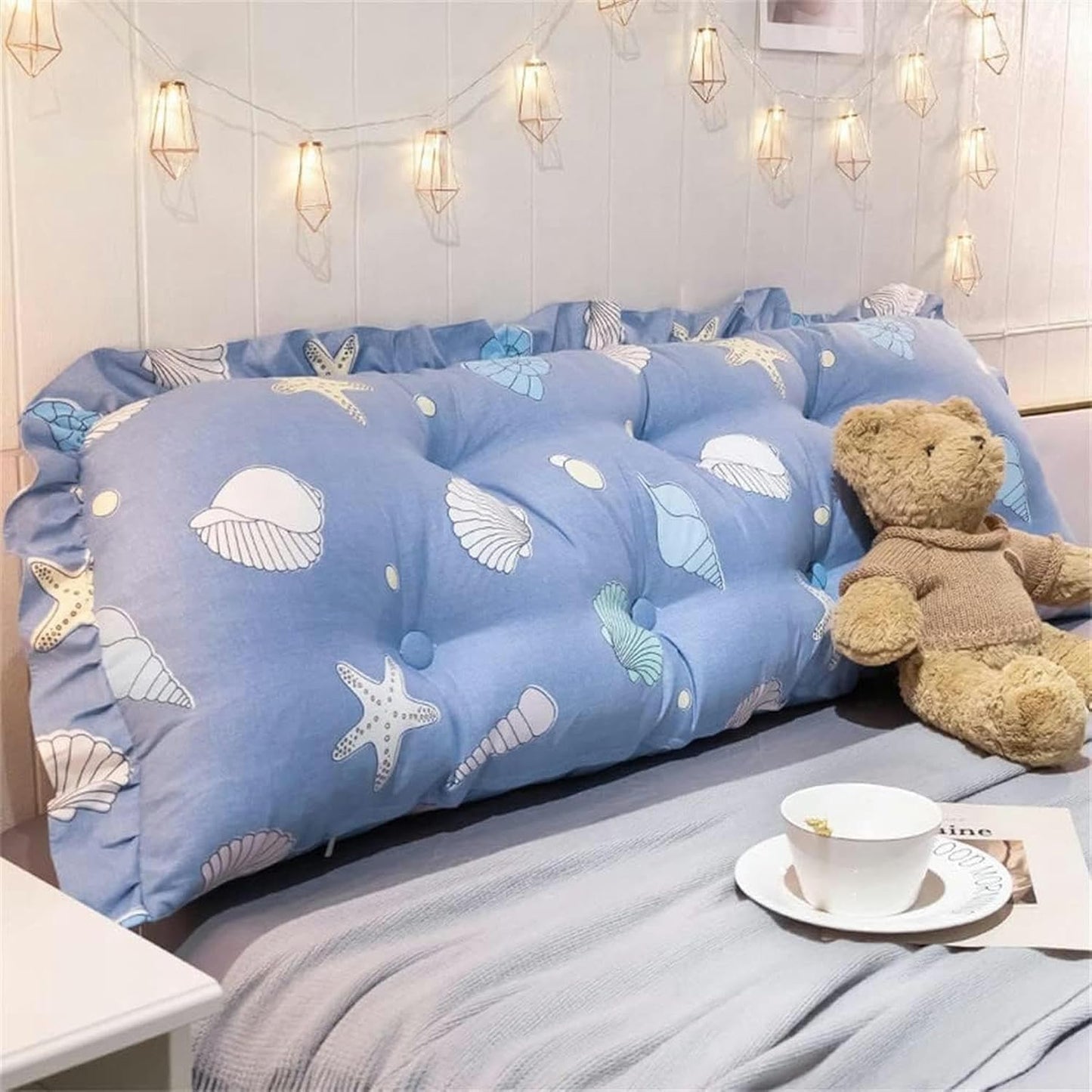 Headboard Cushions, Removable High Elasticity PP Cotton Filled Bolster Large Backrest Pillow Soft Wedge Reading Body Pillow Bed Rest Pillows(Blue,180x45x15cm)