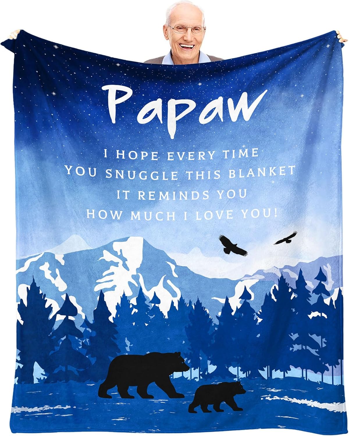 Papaw Gifts from Grandkids, Gifts for Papaw Throw Blanket 60 x 50 Inch, Papaw Gifts for Birthday, Gift for Grandpa from Grandchildren, Papaw Gifts for Christmas from Grandson Granddaughter