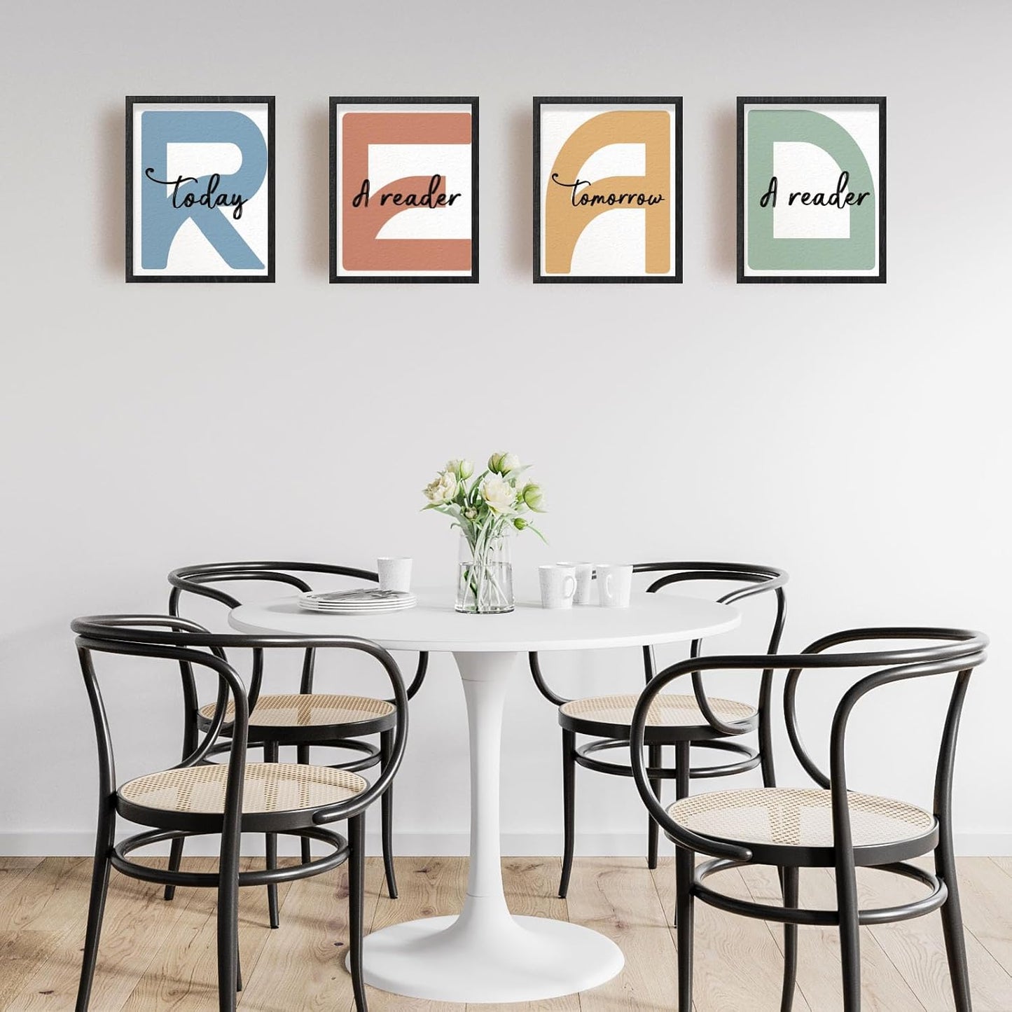 INFUNLY 8pcs Reading Wall Art Prints Set Classroom Decor Reading Nook Pictures Poster 8"×10" Neutral Read Unframed Canvas Poster Prints Aesthetic Wall Art for Library Kindergarten School Home Decor