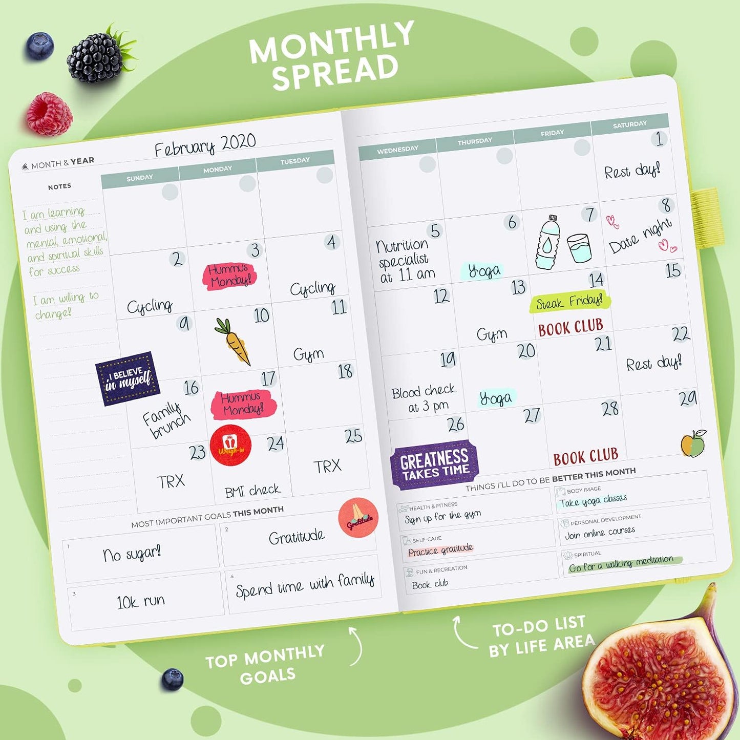 Clever Fox Wellness Planner - Weekly & Daily Health and Wellness Log, Food Journal & Meal Planner Diary for Calorie Counting, Notebook for Medical Condition Tracking, A5-Sized - Neon Yellow