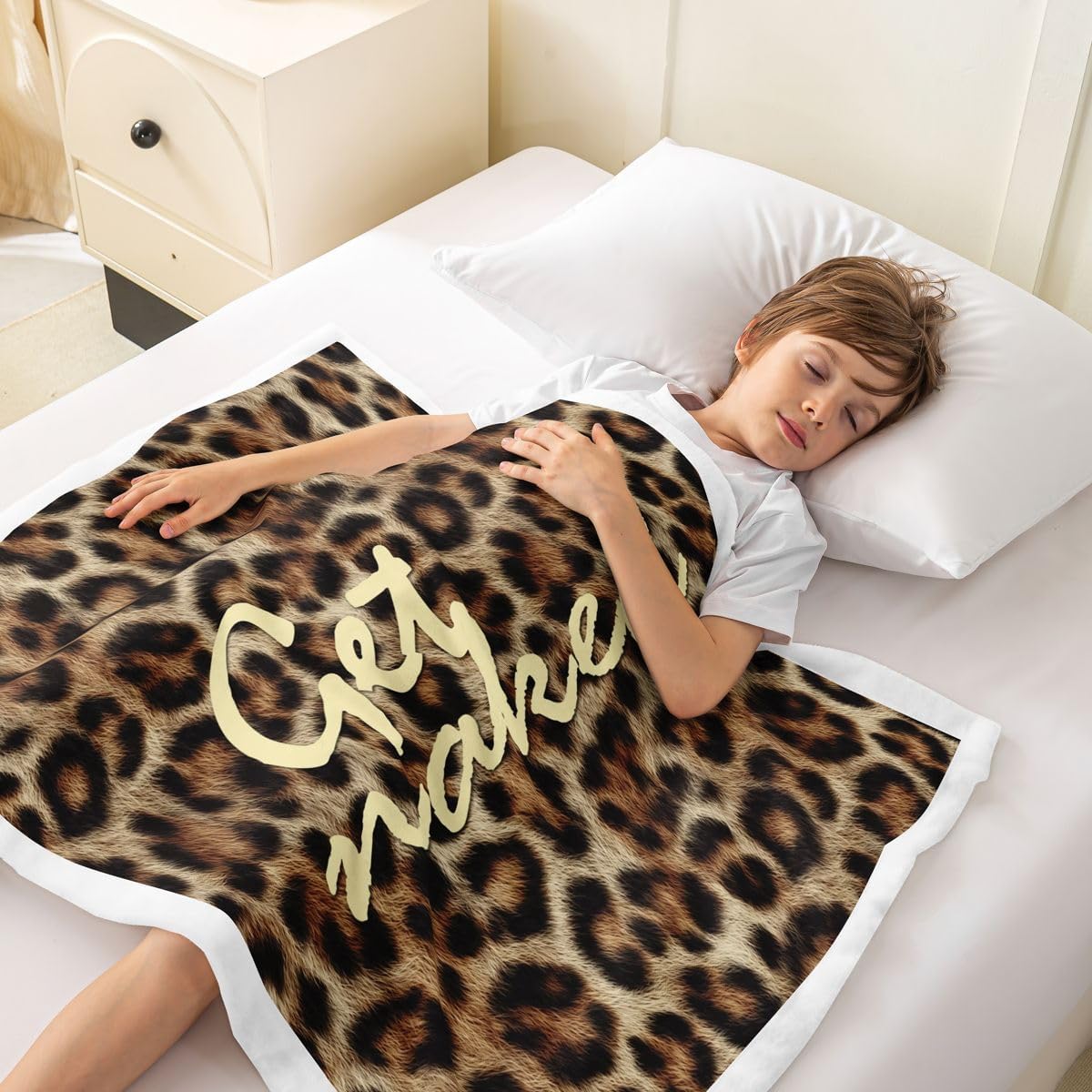Feelyou Leopard Print Get Naked Throw Blanket Funny Quotes Soft Fleece Sherpa Cozy Fuzzy Plush Warm Brown Fuzzy Plush Throw Cheetah Throw 50"x60" for Bed Couch Living Room