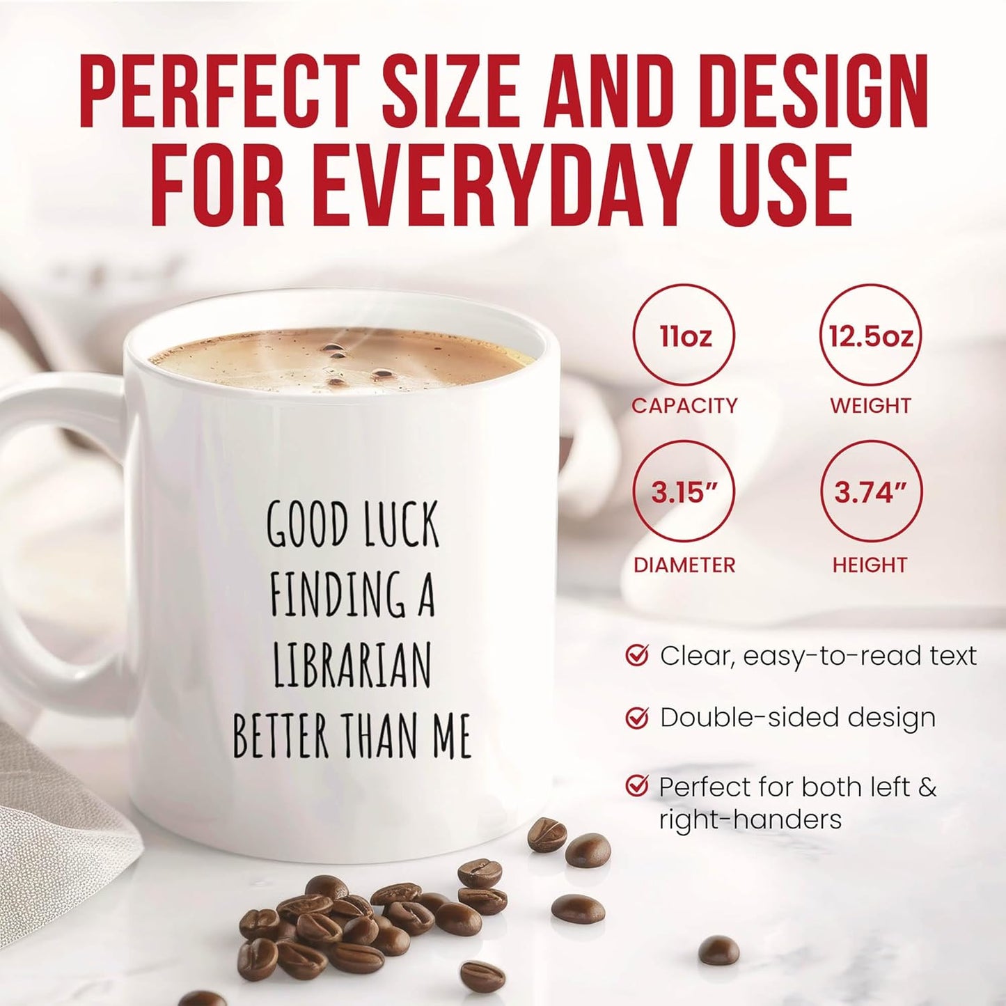 Librarian Retirement Mug - Book Lover Coffee Cup - Information Specialist Funny Gift From Patrons - Library Science Tea Mugs - Reading Enthusiast Cups - 11 Oz Ceramic Gifts For Retired Librarians