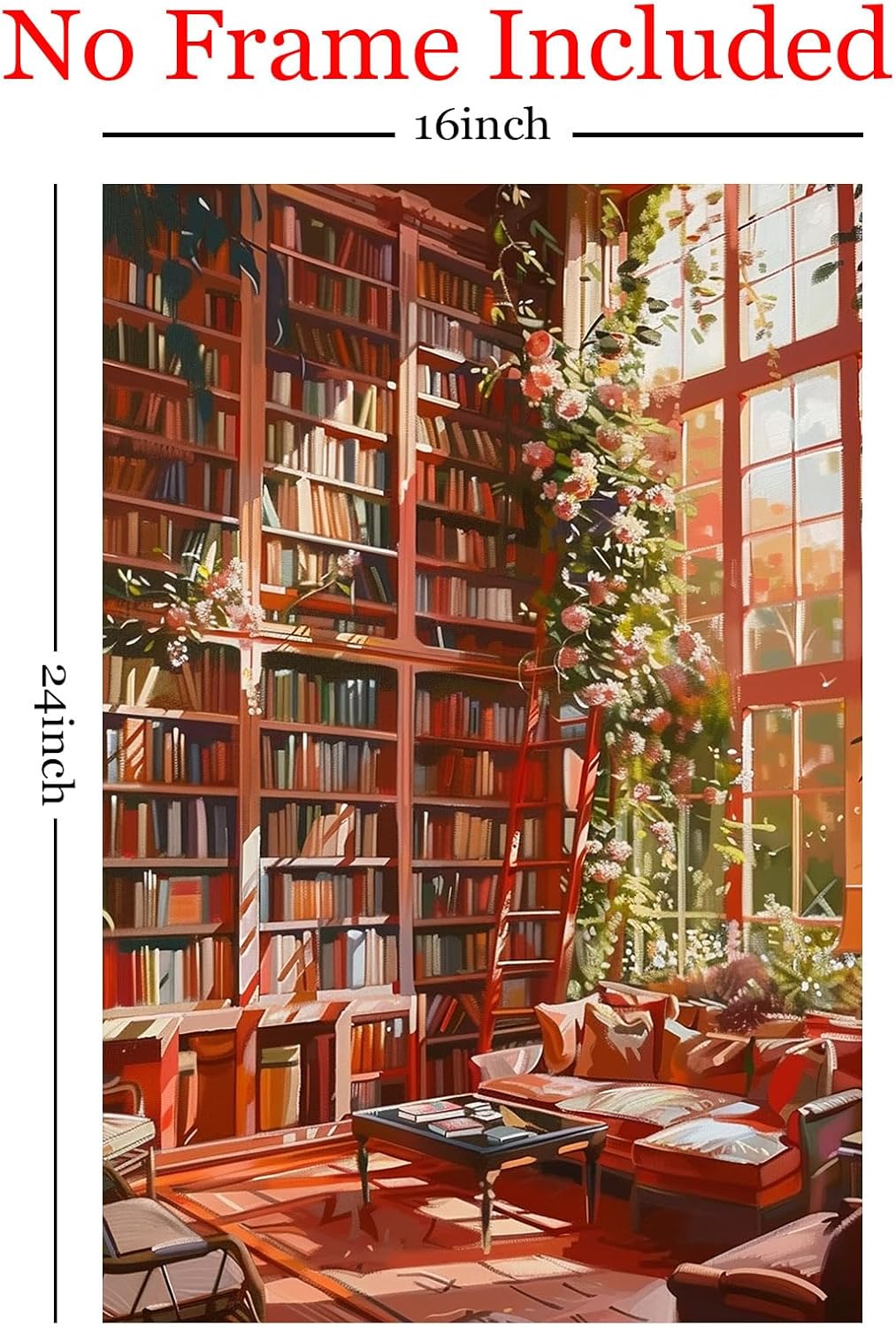 library wall art modern library poster Watercolor Books wall art Aesthetic Book Poster pink flower watercolor art Watercolor Aesthetic Paintings Aesthetic library art Reading Poster 16x24inch No frame