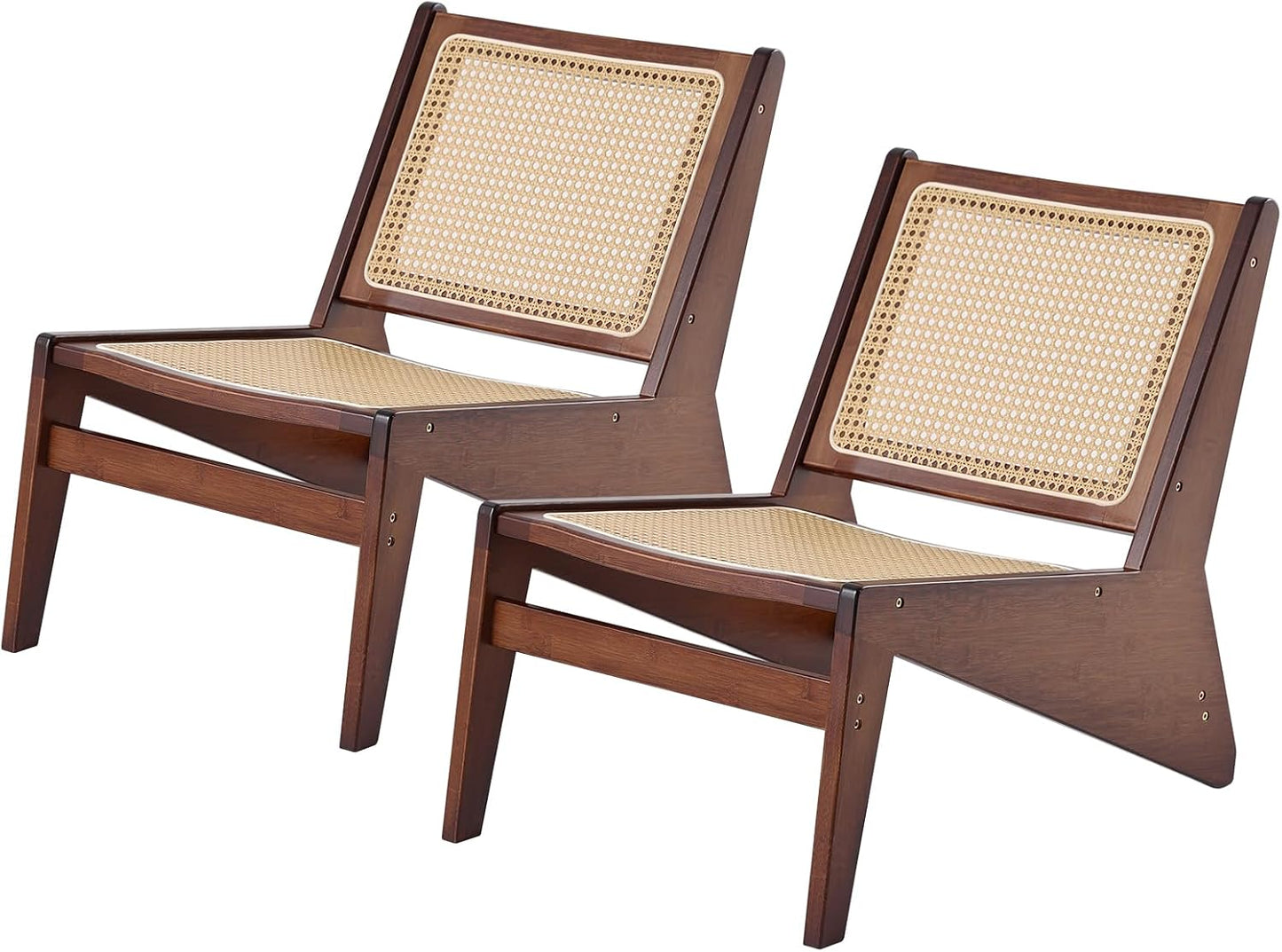 Mid Century Modern Accent Chair for Living Room, Low Lounge Chair with Solid Wood Frame, Comfy Armchair for Bedroom and Balcony, Walnut