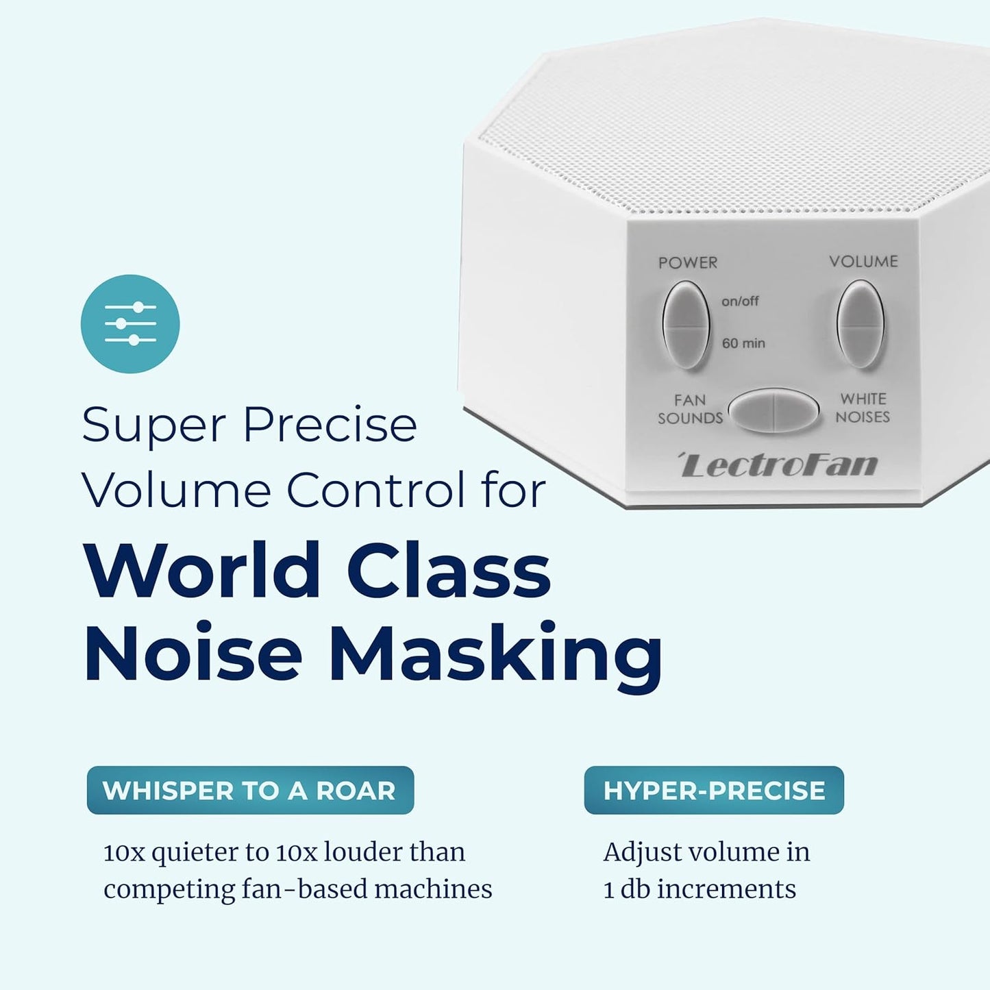 Adaptive Sound Technologies LectroFan Classic White Noise Machine - Compact Sleep Sound Machine for Bedroom, Travel, Study & More - 20 Non-Looping Fan & White Noise Variations