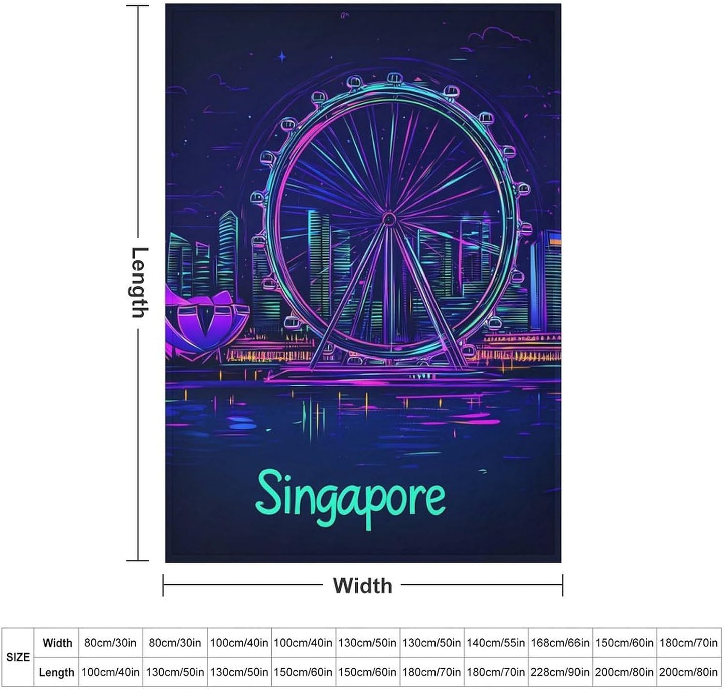 Singapore City Throw Blanket for Couch Bed Plush Cozy Fuzzy Flannel Blanket for All Season 55"x70"